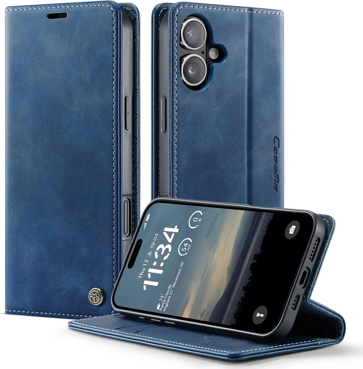 für iPhone 17 hülle klapphülle Premium PU Leder,RFID Schutzhülle,Faltbare Ständer,Handytasche Lederhülle Kartenfach Sta…