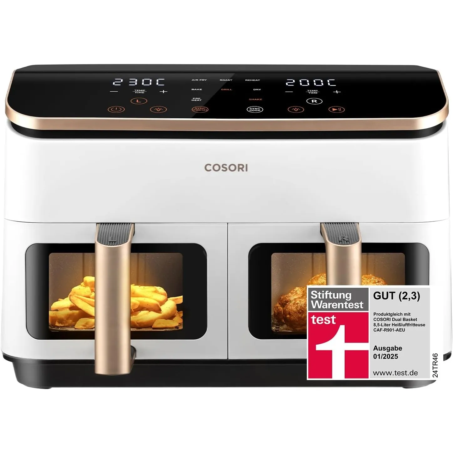 Cosori Airfryer, Mit Sichtfenster, 8,5L Heißluftfritteuse 2 Kammern