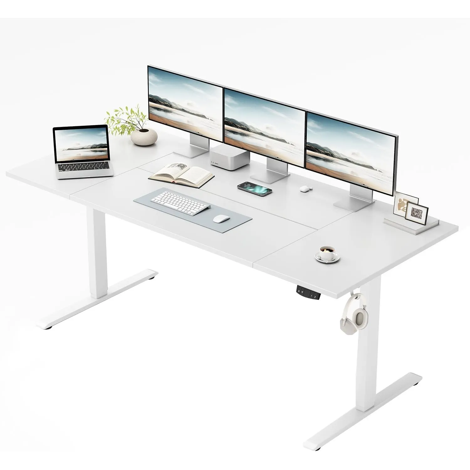 Klicelor Höhenverstellbarer Schreibtisch 180x80 cm mit 2 Speicherplätzen