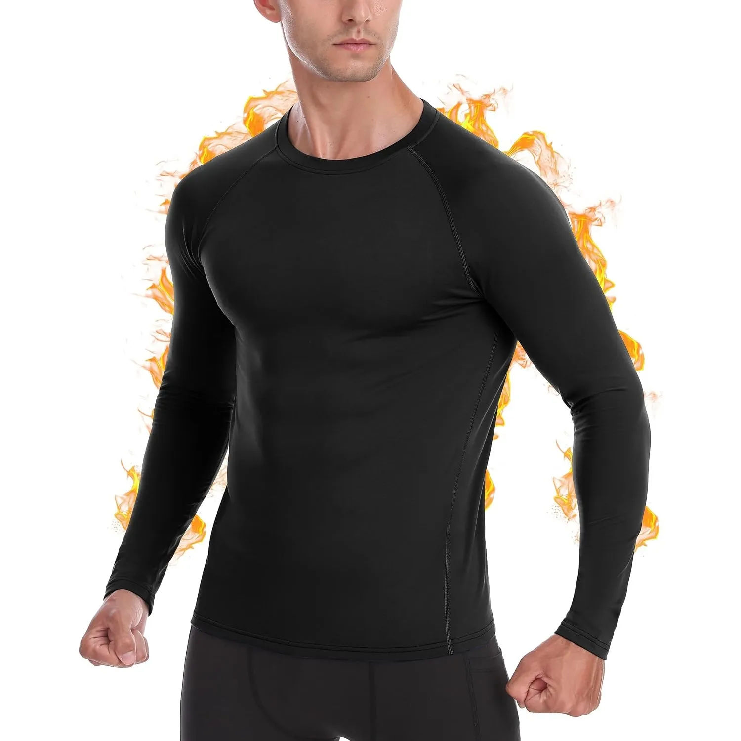 Roadbox Thermounterwäsche Herren Langarm, Kompressionsshirt mit Innenfleece