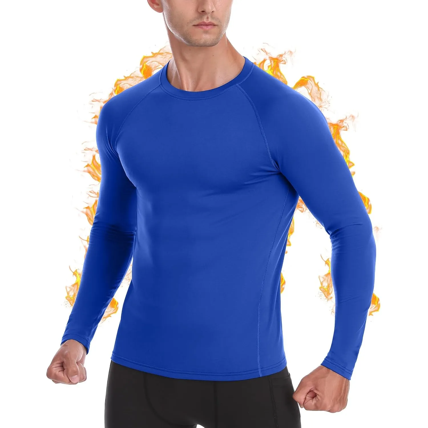 Roadbox Thermounterwäsche Herren Langarm, Kompressionsshirt mit Innenfleece