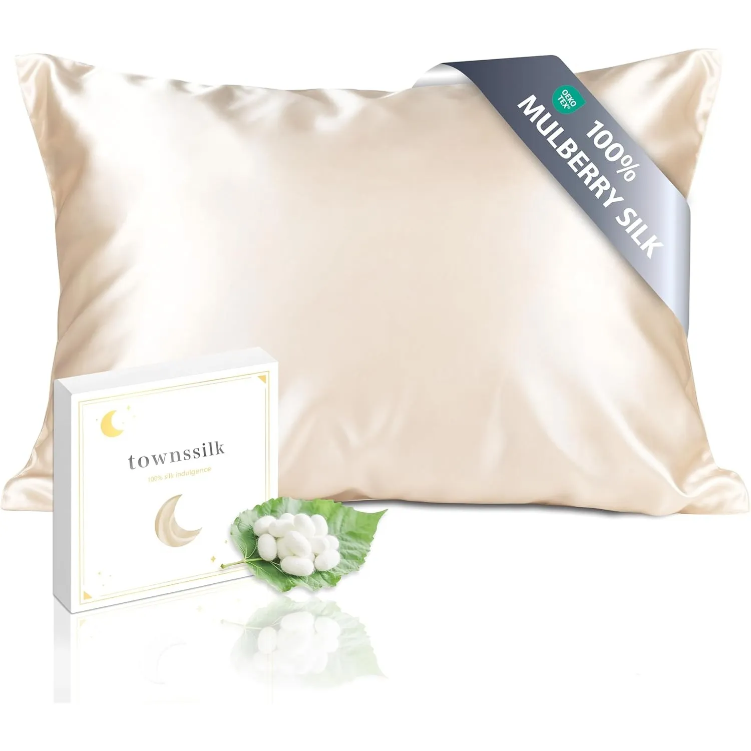 townssilk Seidenkissenbezug 70x90cm – 100% Maulbeerseide, 19mm, beidseitig Seide, Oeko-TEX Zertifiziert, Güteklasse 6A,…