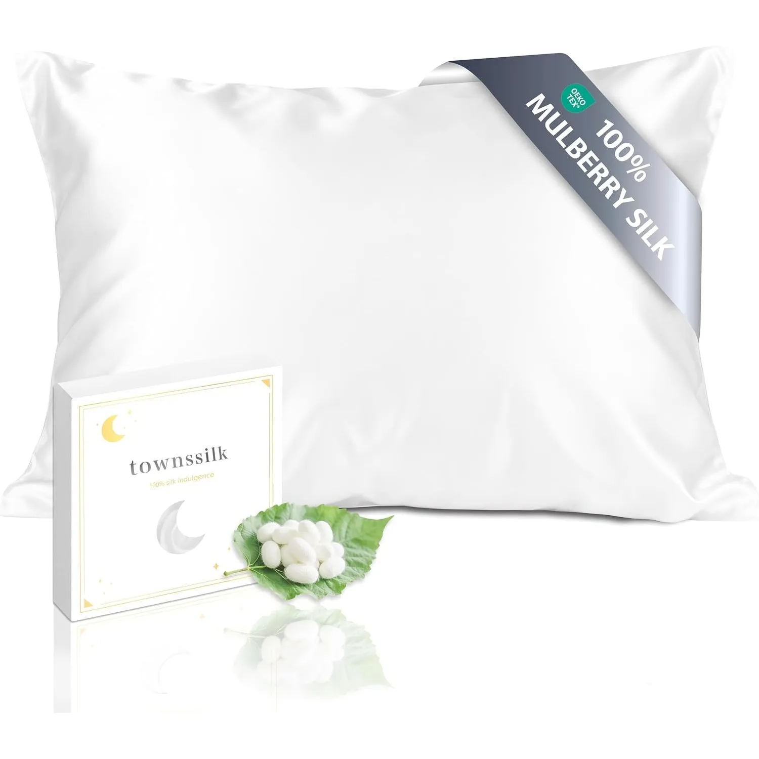 townssilk Seidenkissenbezug 70x90cm – 100% Maulbeerseide, 19mm, beidseitig Seide, Oeko-TEX Zertifiziert, Güteklasse 6A,…