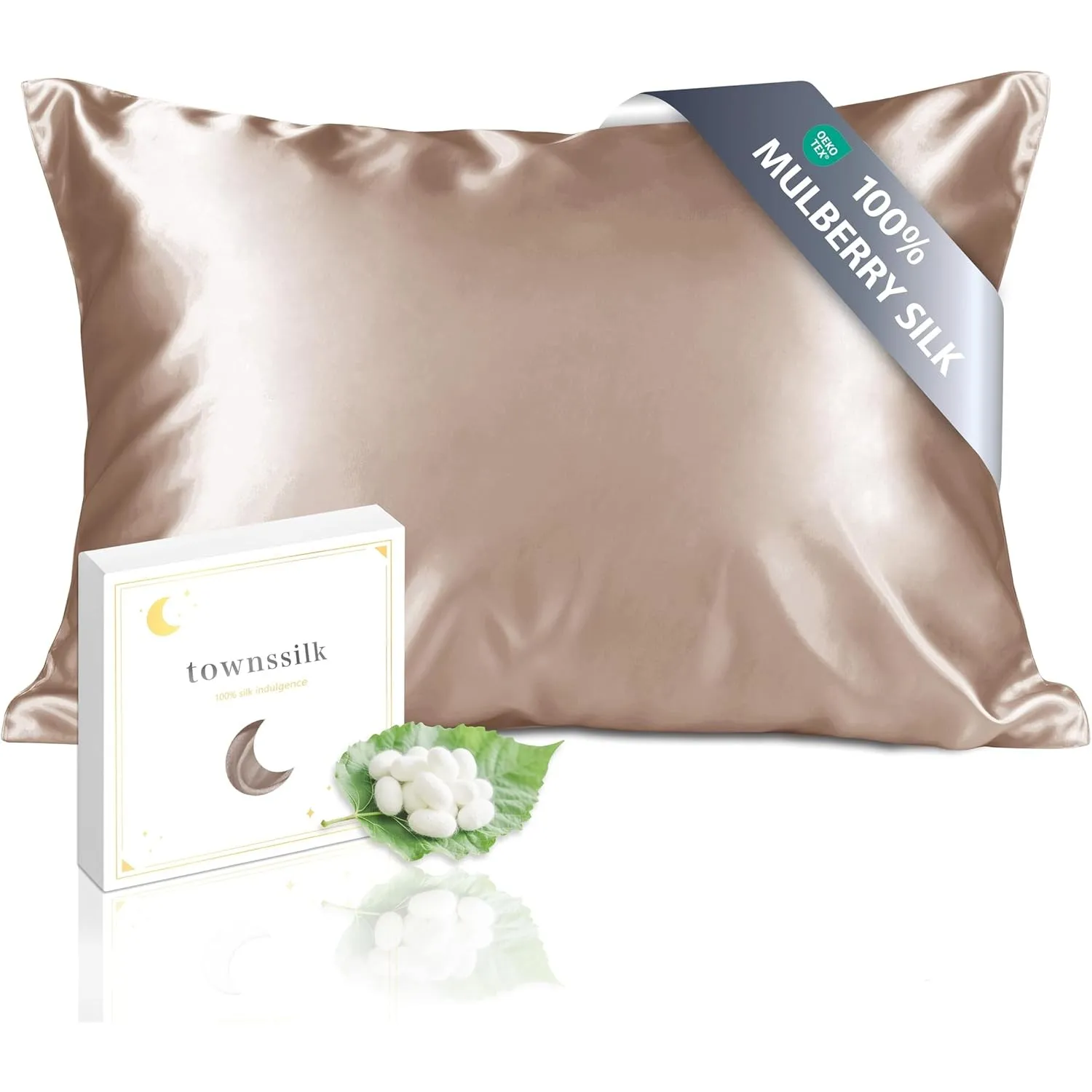 townssilk Seidenkissenbezug 70x90cm – 100% Maulbeerseide, 19mm, beidseitig Seide, Oeko-TEX Zertifiziert, Güteklasse 6A,…