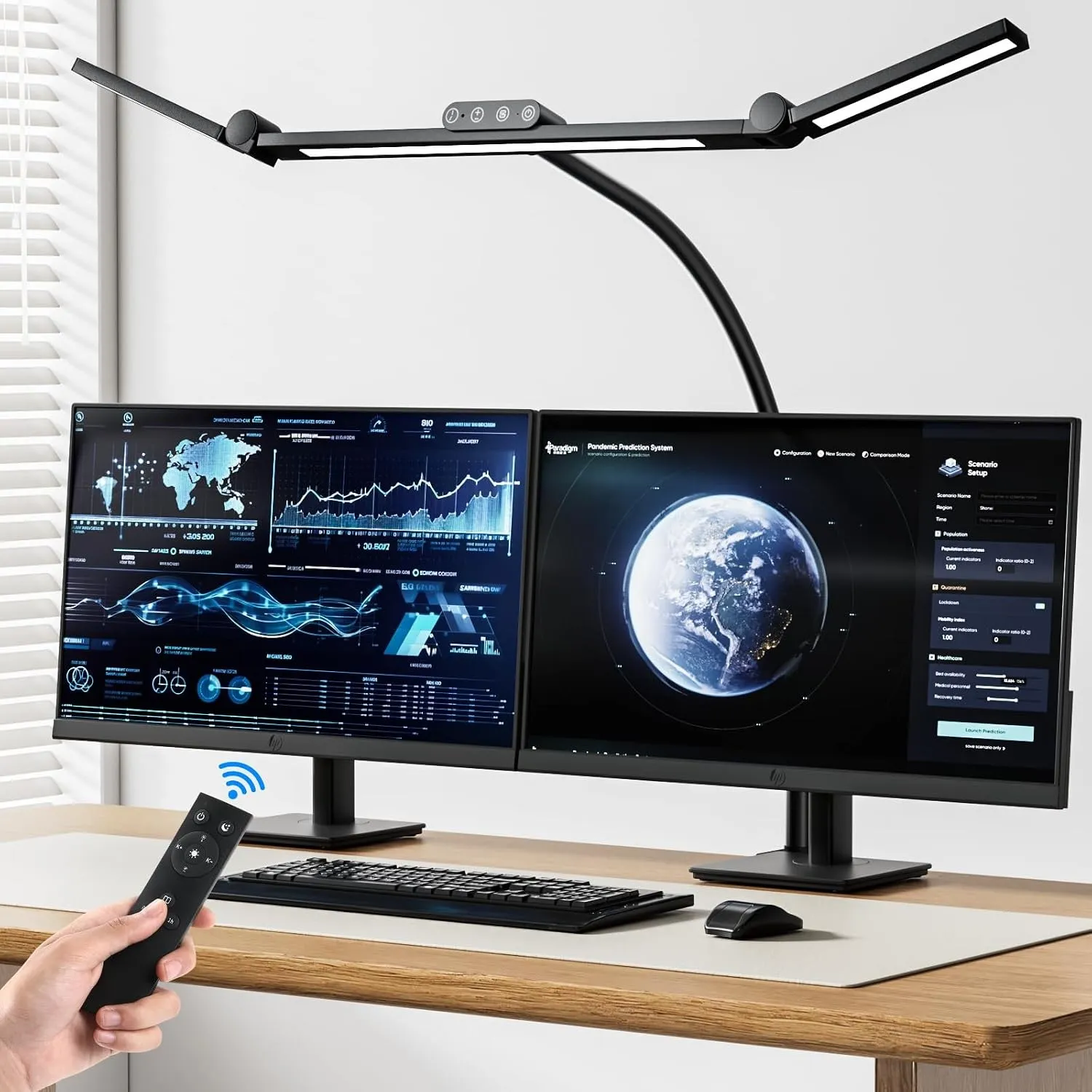 TYEE Schreibtischlampe LED Dimmbar, 24W 3-Lichtbalken LED Schreibtischlampe für Homeoffice, 1500LM Augenschutz Tageslic…