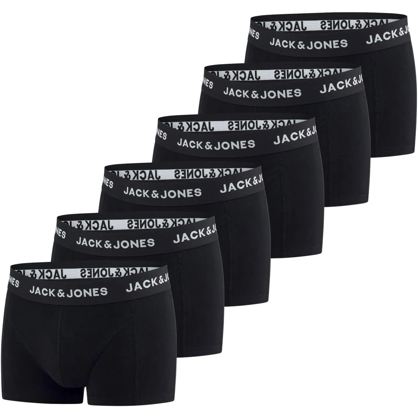 JACK & JONES Boxershorts Herren 6er Pack Basic Trunks Boxer Stretch Unterhosen Unterwäsche Retroshorts Set Baumwolle Sc…