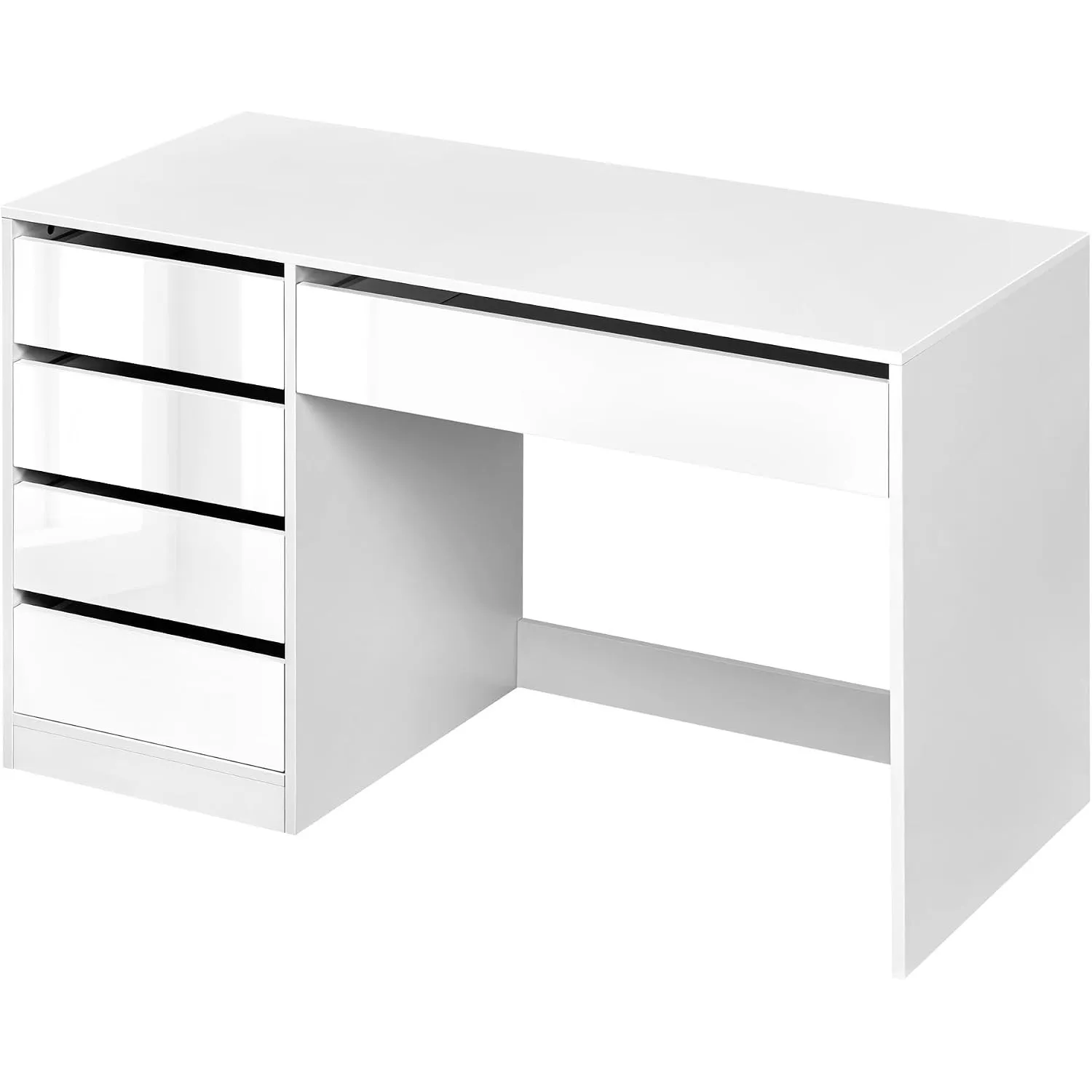 eSituro Schminktisch Ohne Spiegel, Schreibtisch, 5 Schubladen, 120x55, Weiß | Hochglänzendes, Aus MDF, Schubladen Ohne …