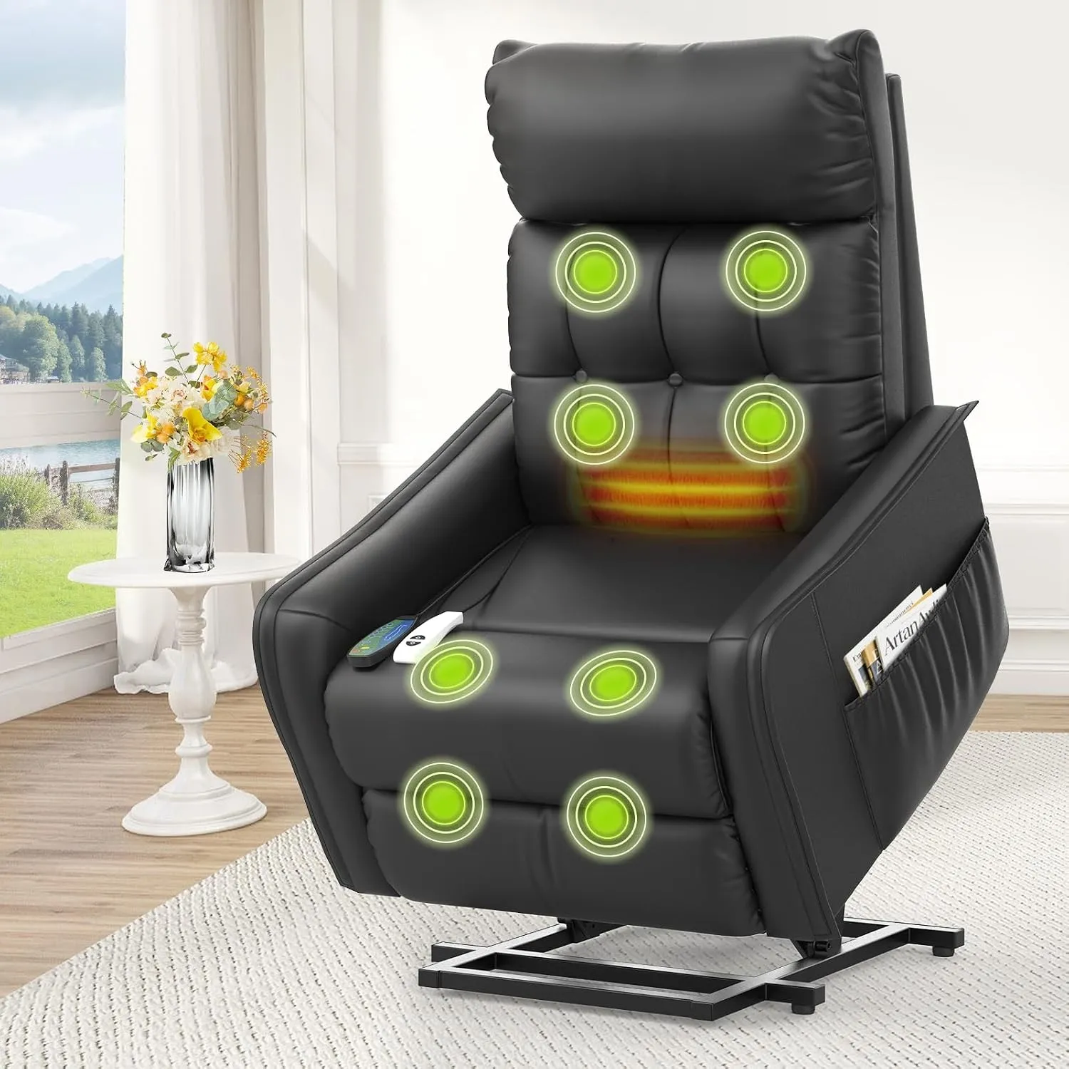 Fernsehsessel Relaxsessel mit Aufstehhilfe, Elektrisch Massagesessel mit Liege-Funktion Massage & Heizung, TV-Sessel, R…