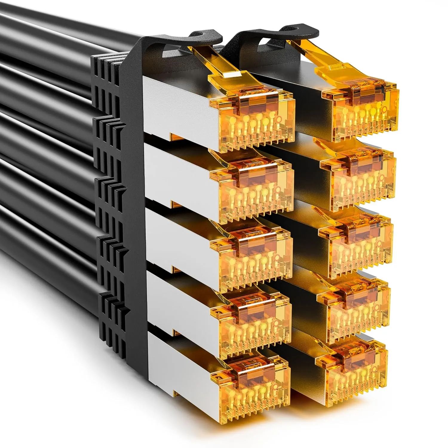 iwillink 10x 0,25M Patchkabel CAT 7, Lan Kabel CAT 7 Kurz - Schwarz | 10Gbps-600Mhz, S/FTP PIMF Schirmung, Kupfer, Verg…