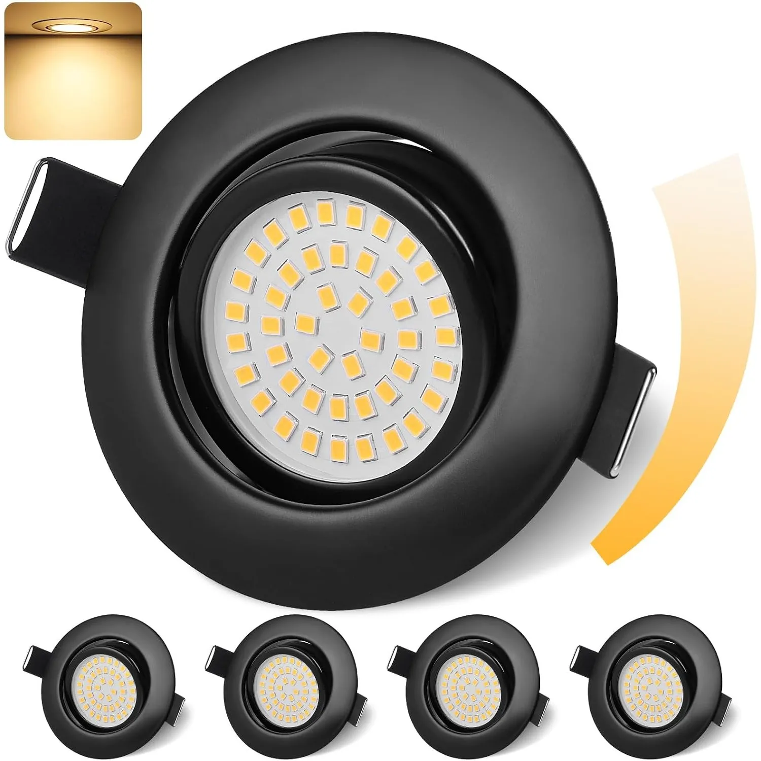 GeyouLux LED Einbaustrahler 230V Dimmbar 68mm 6W IP44 LED Spots 4er set