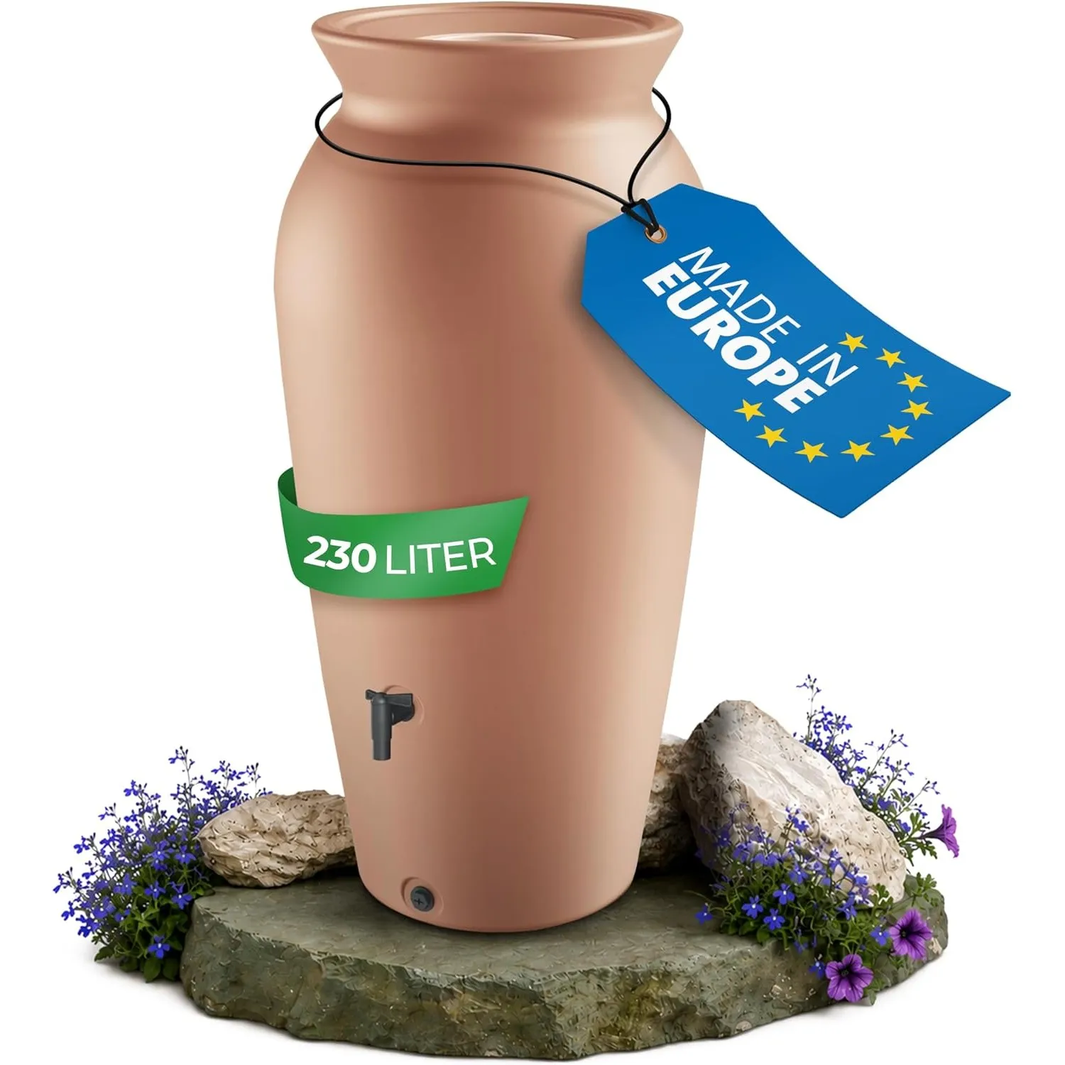 YourCasa Regentonne 120-230 Liter [DropCatcher] mit Filterkorb & Wasserhahn - Regenfass Frostsicher Kunststoff - Regenw…