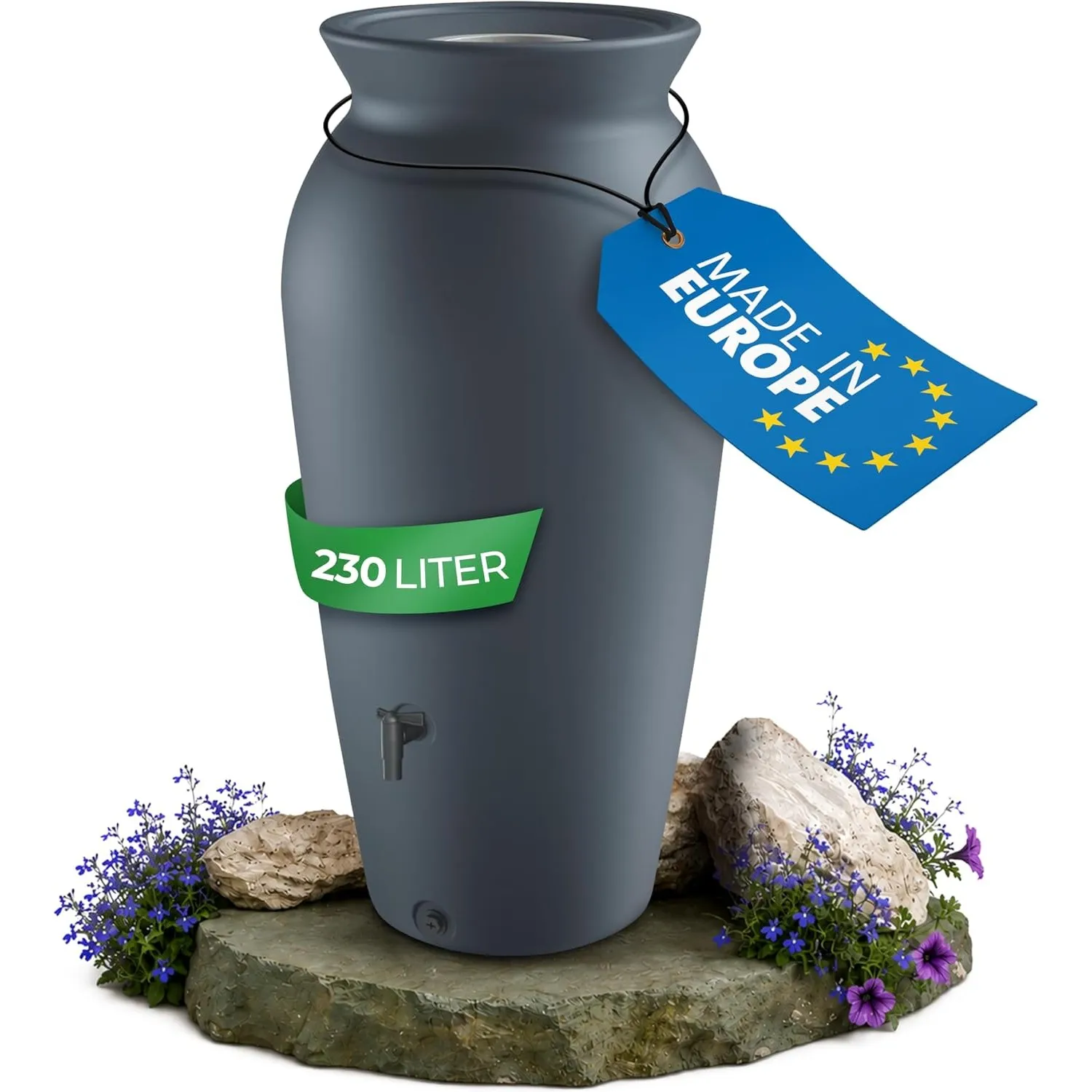 YourCasa Regentonne 120-230 Liter [DropCatcher] mit Filterkorb & Wasserhahn - Regenfass Frostsicher Kunststoff - Regenw…