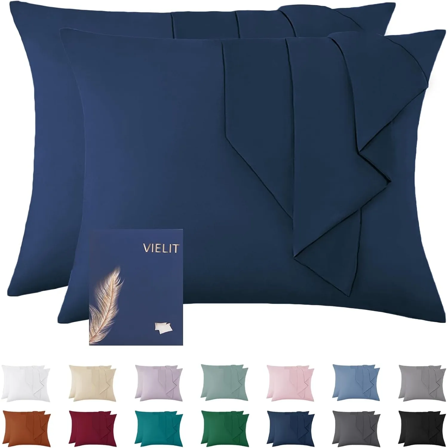 Vielit Kissenbezug 60x80 Dunkel Blau Weich Kopfkissenbezug 60x80 2er Set Mikrofaser Deko Kissenhülle Für Kissen 60x80 Ö…