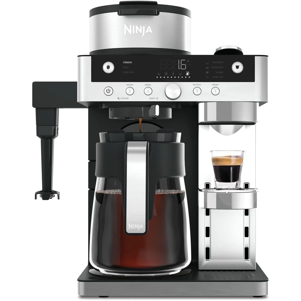 Ninja Prestige 2-in-1 Filterkaffee- und Kapselmaschine mit integriertem Milchaufschäumer, für Latte, Eiskaffee und Flat…