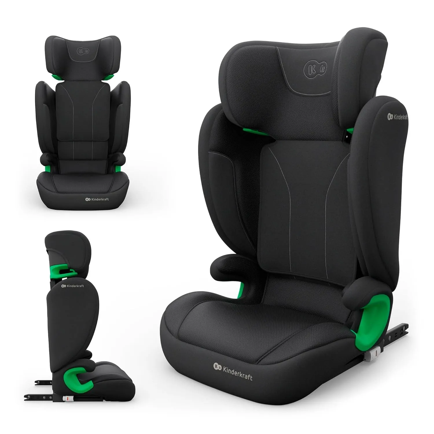 Kinderkraft JUNIOR FIX 2 PRO Kindersitz 100–150 cm, Verstellbare Kopfstütze, H-GUARD, SPS, ISOFIX und Gurtmontage, Atmu…