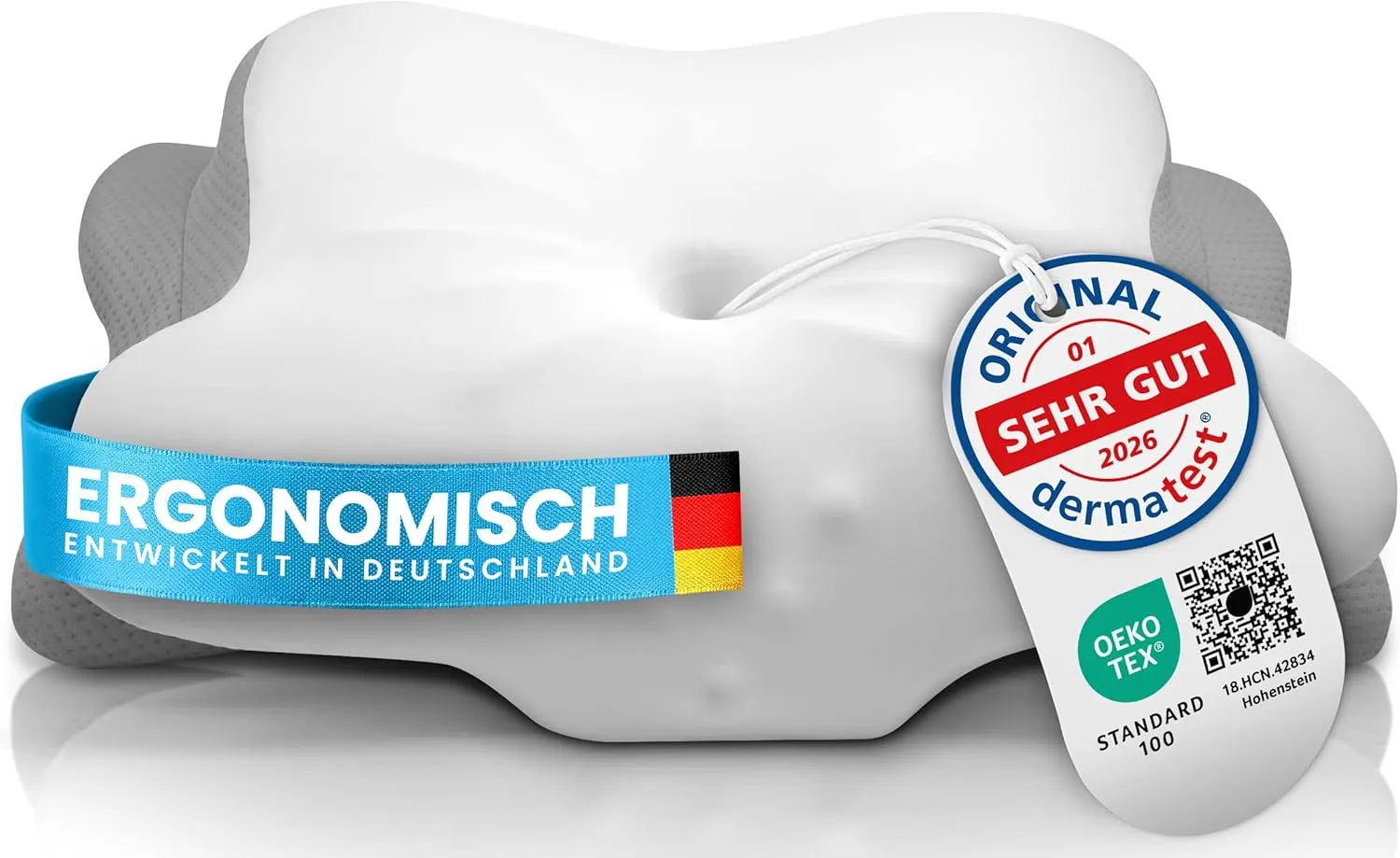 Gentle North Ergonomisches Nackenstützkissen aus hochwertigem Memory Schaum - Nackenkissen - Kopfkissen für Seiten-, Rü…