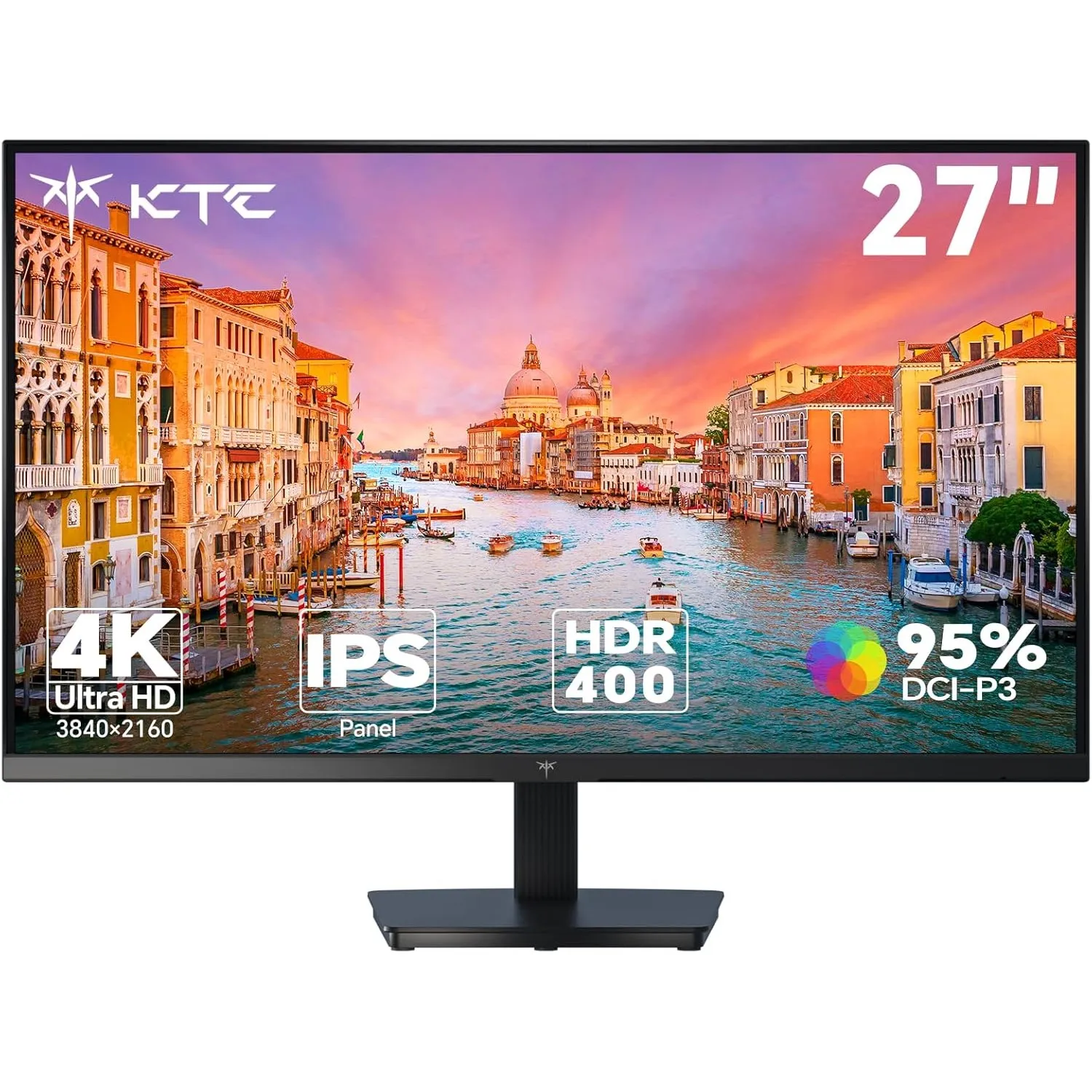 KTC 27 Zoll 4K UHD Monitor, IPS Panel, 3840×2160, 60Hz, HDR400, 400 cd/m², 1,07 Mrd. Farben, 133% sRGB, 100% DCI-P3, ΔE…