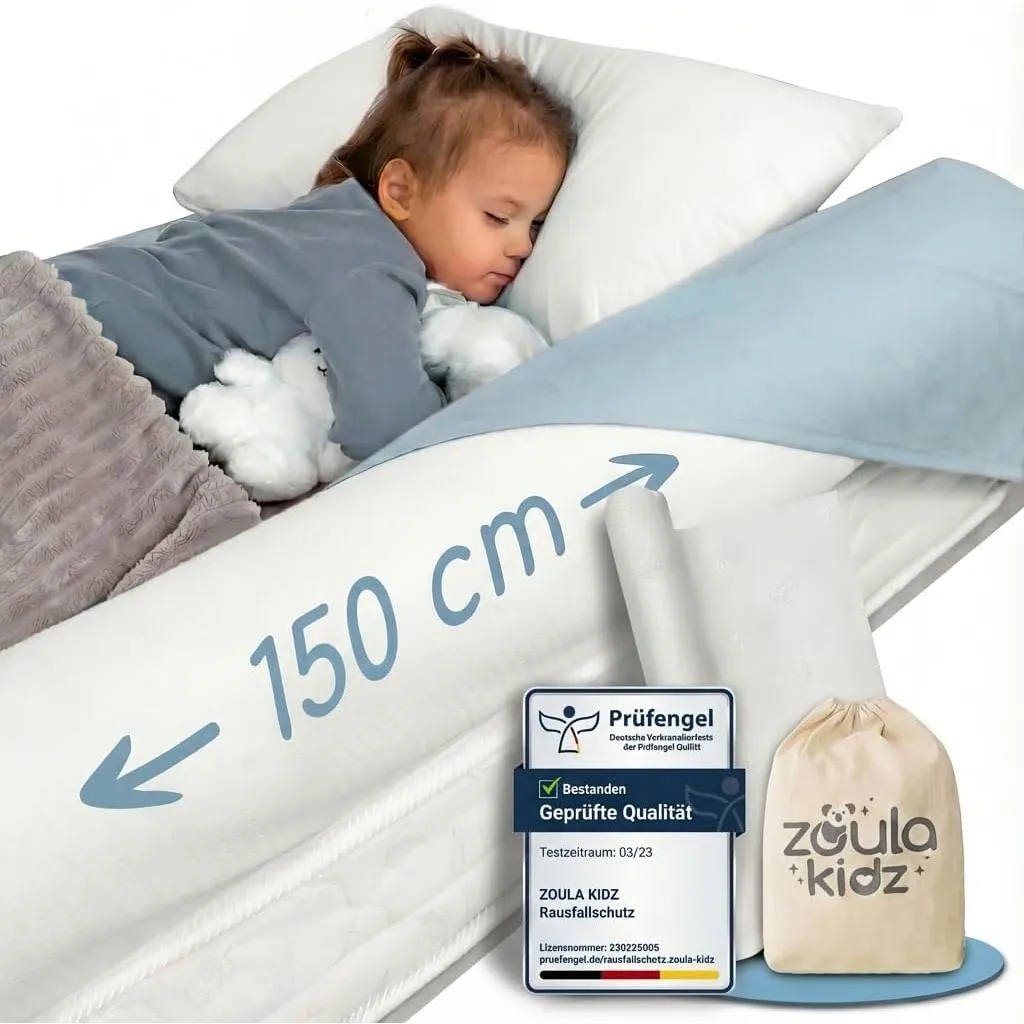 zoula kidz® aufblasbarer Rausfallschutz Bett Reise - OEKO-TEX® Stoffbezug - alle Betten - Bettschutzgitter Kinderbett E…