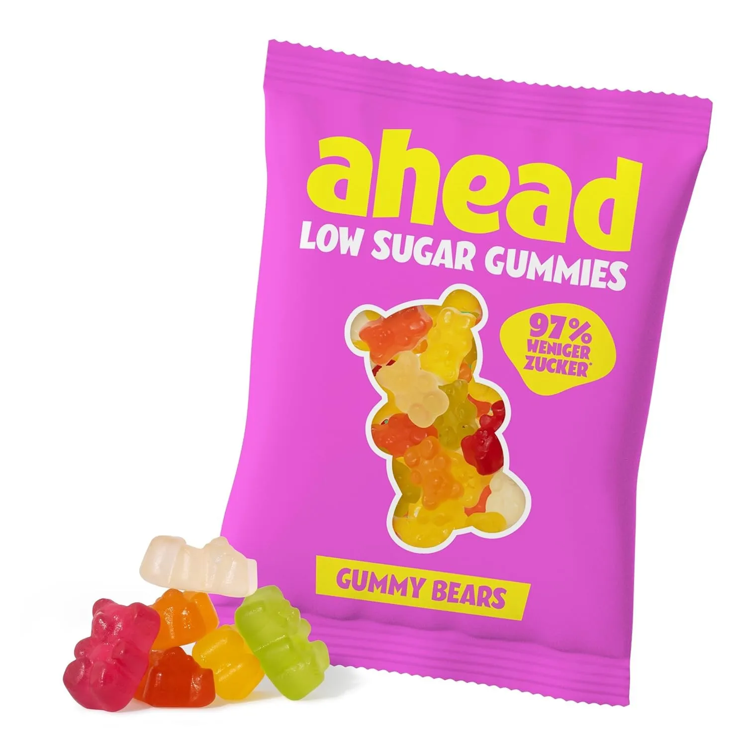 ahead Gummibärchen | Fruchtgummi Mix 18 × 50g | Gummibärchen ohne Zuckerzusatz | Nur 1g Zucker & 79 kcal pro 50 g | Kal…