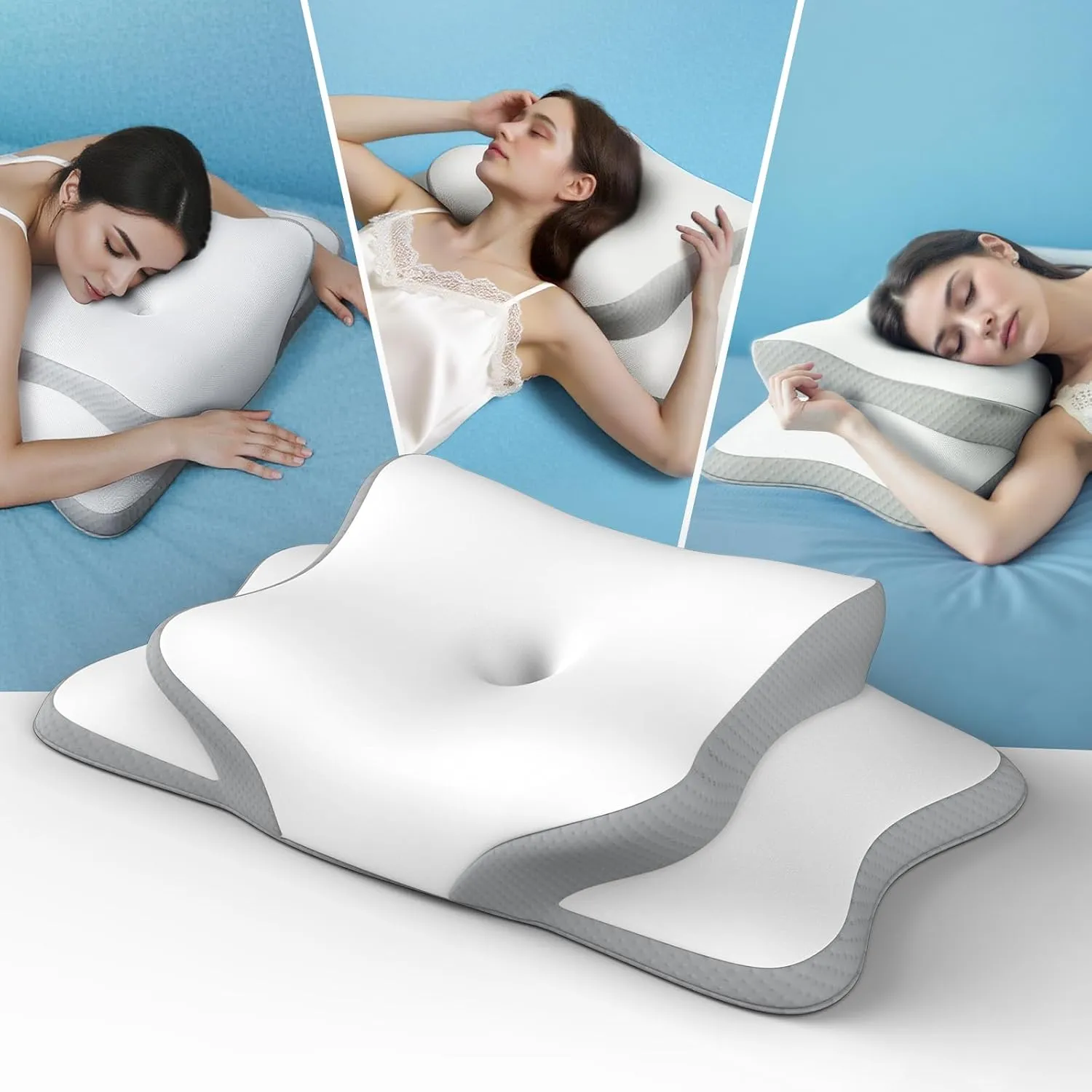 Nackenkissen Kopfkissen, Memory Foam Kissen. Nackenstützkissen, Ergonomisches Kopfkissen. Pillow Kissen für Seiten, Rüc…