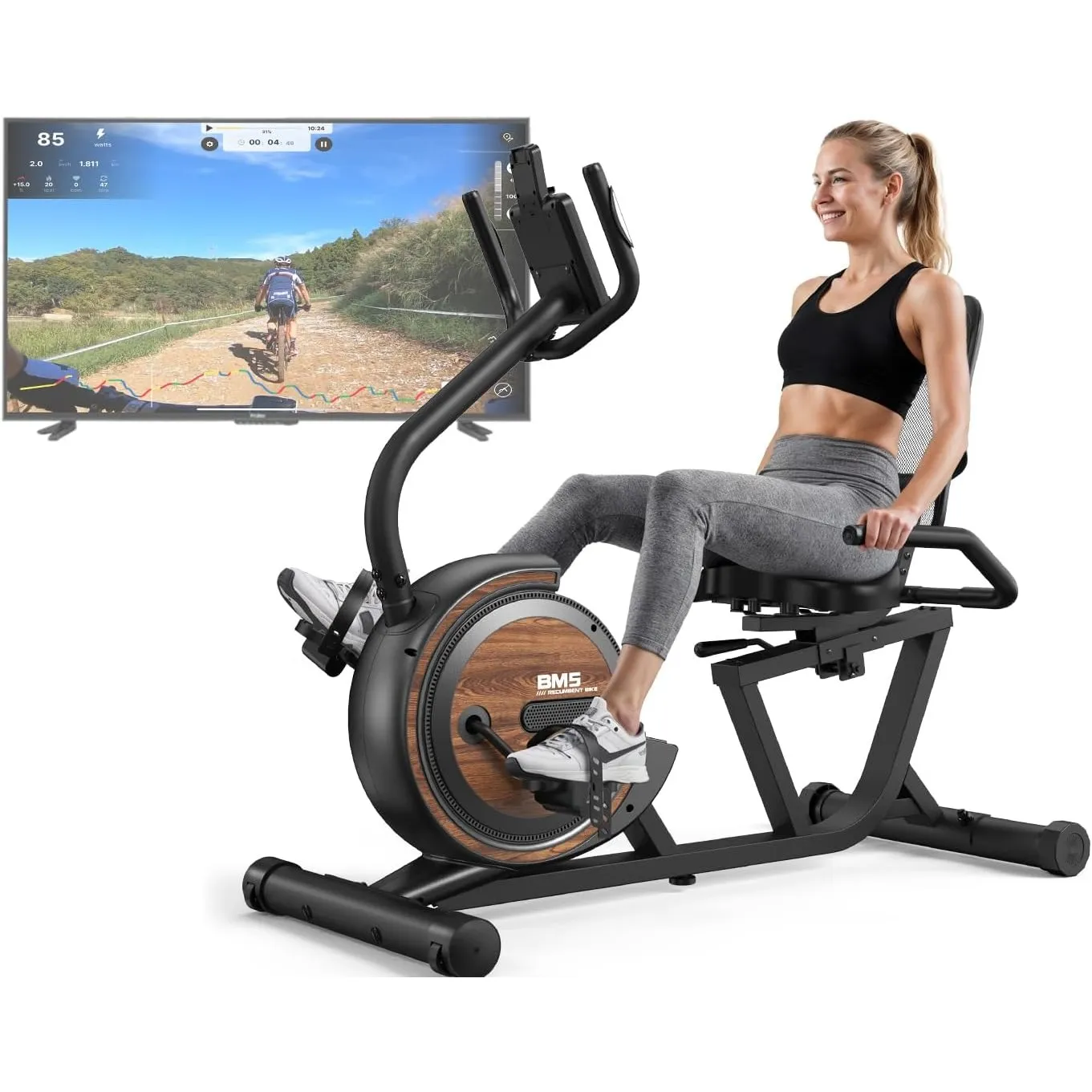 BM5 Liegeergometer - 150kg belastbar, für Zuhause, Fitness & Rehabilitation - 16 magnetische Widerstandsstufen, selbstl…