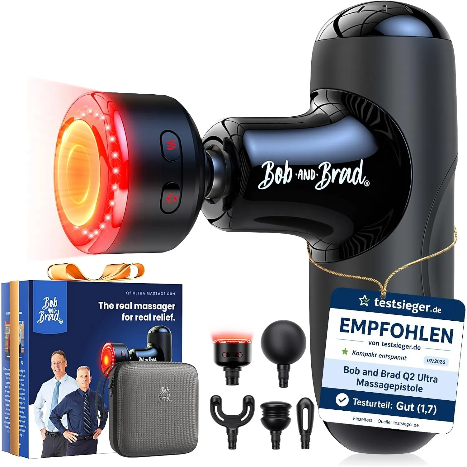 BOB AND BRAD Q2 Ultra Massagepistole mit Infrarot-Heizmassagekopf