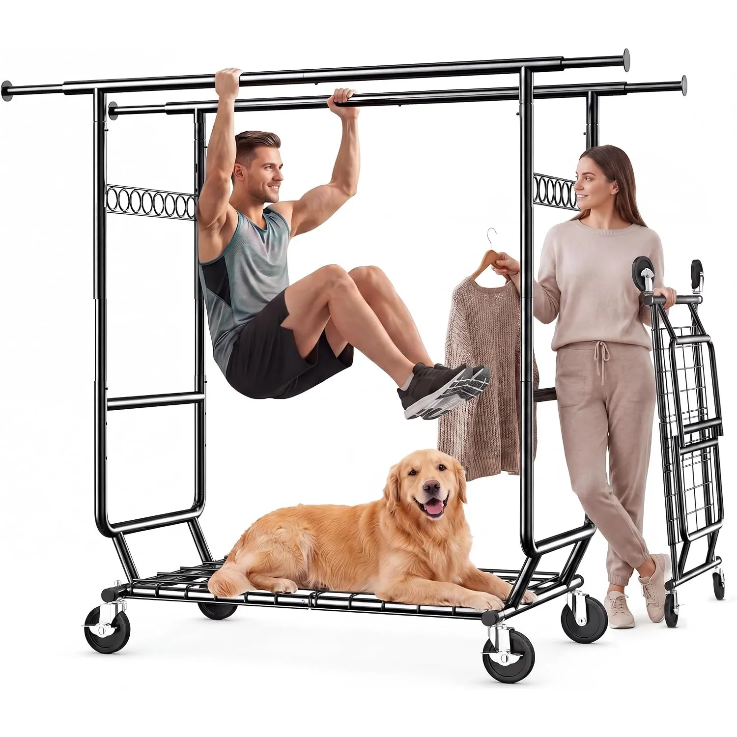 HOKEEPER Doppel-Kleiderständer 283kg auf Rollen