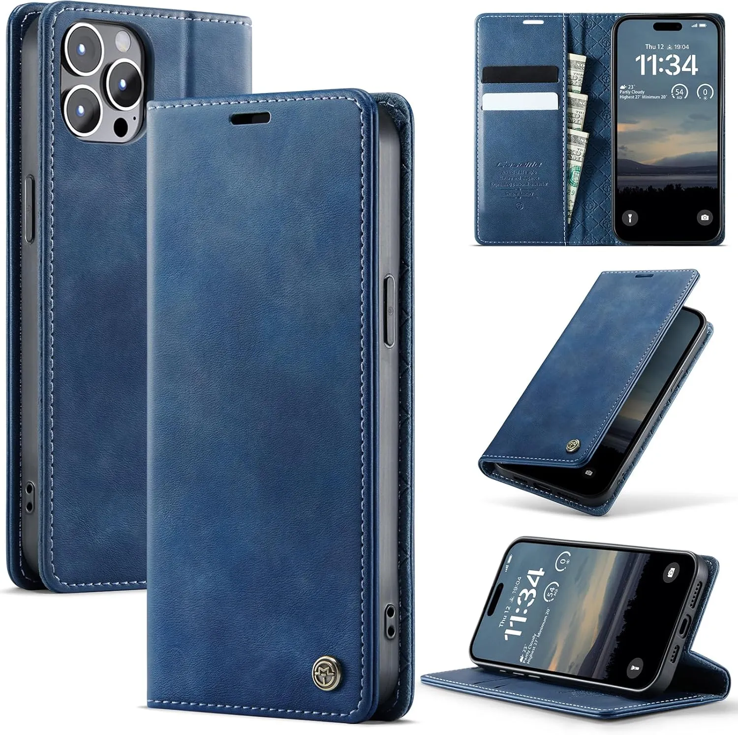 iPhone 12 Pro Max hülle klapphülle Premium PU Leder, RFID Schutzhülle, Faltbare Ständer, Handytasche Lederhülle Kartenf…
