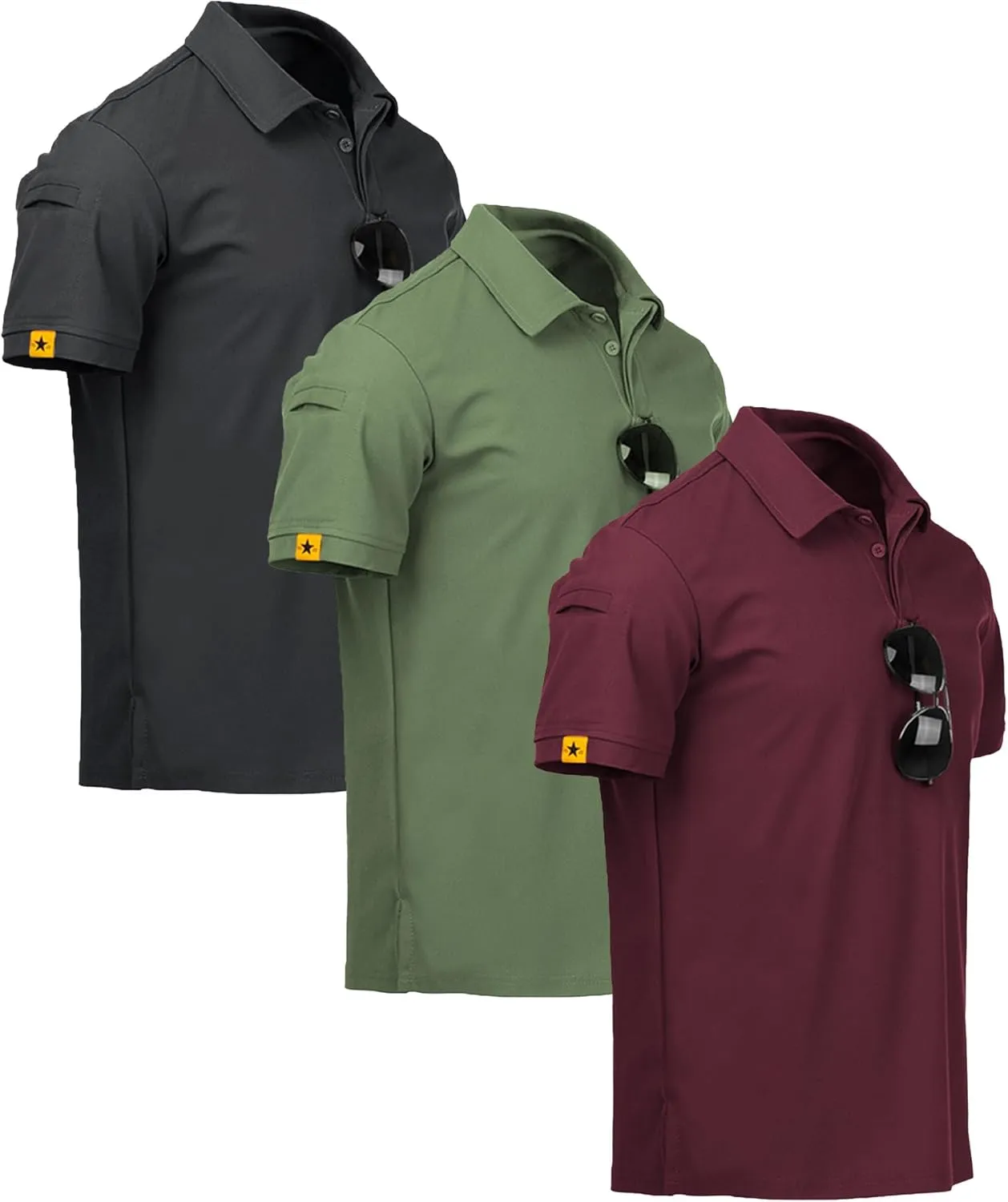 ZITY Pack of 3 Men's Short-Sleeved Polo Shirts, Quick-Drying, Breathable T-Shirt, Men's Summer Polo Shirt, Casual Sport…