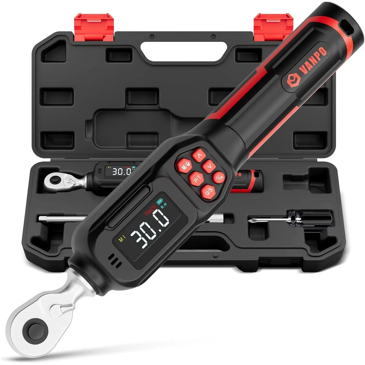 VANPO Digitaler Drehmomentschlüssel 1/4 Zoll 1.5–30 Nm, ±2% Genauigkeit