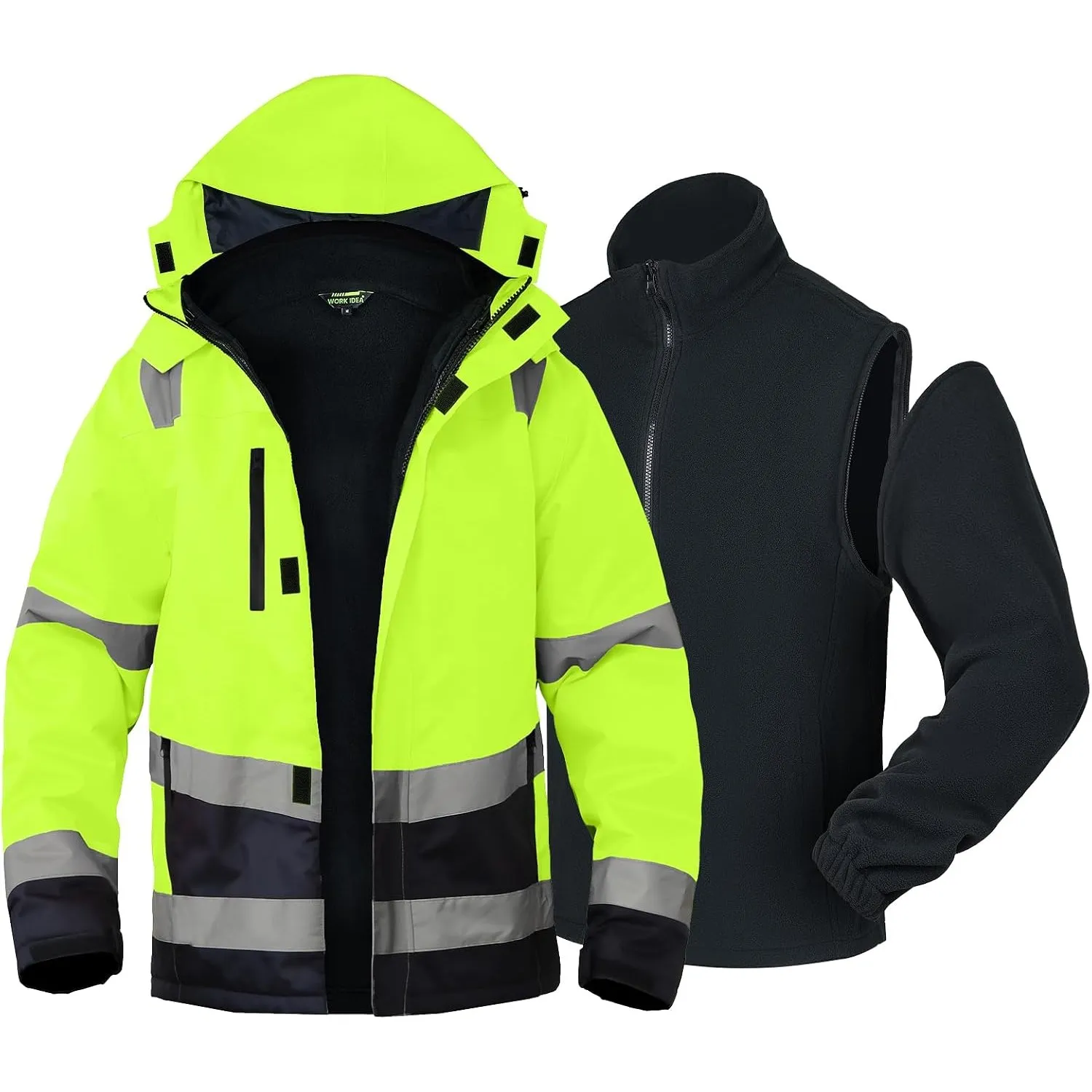 WORK IDEA Vielseitige 3-in-1 Arbeitsjacke mit Reflektoren - Wasserdicht, Winddicht, atmungsaktiv - Ideale Winter-Arbeit…