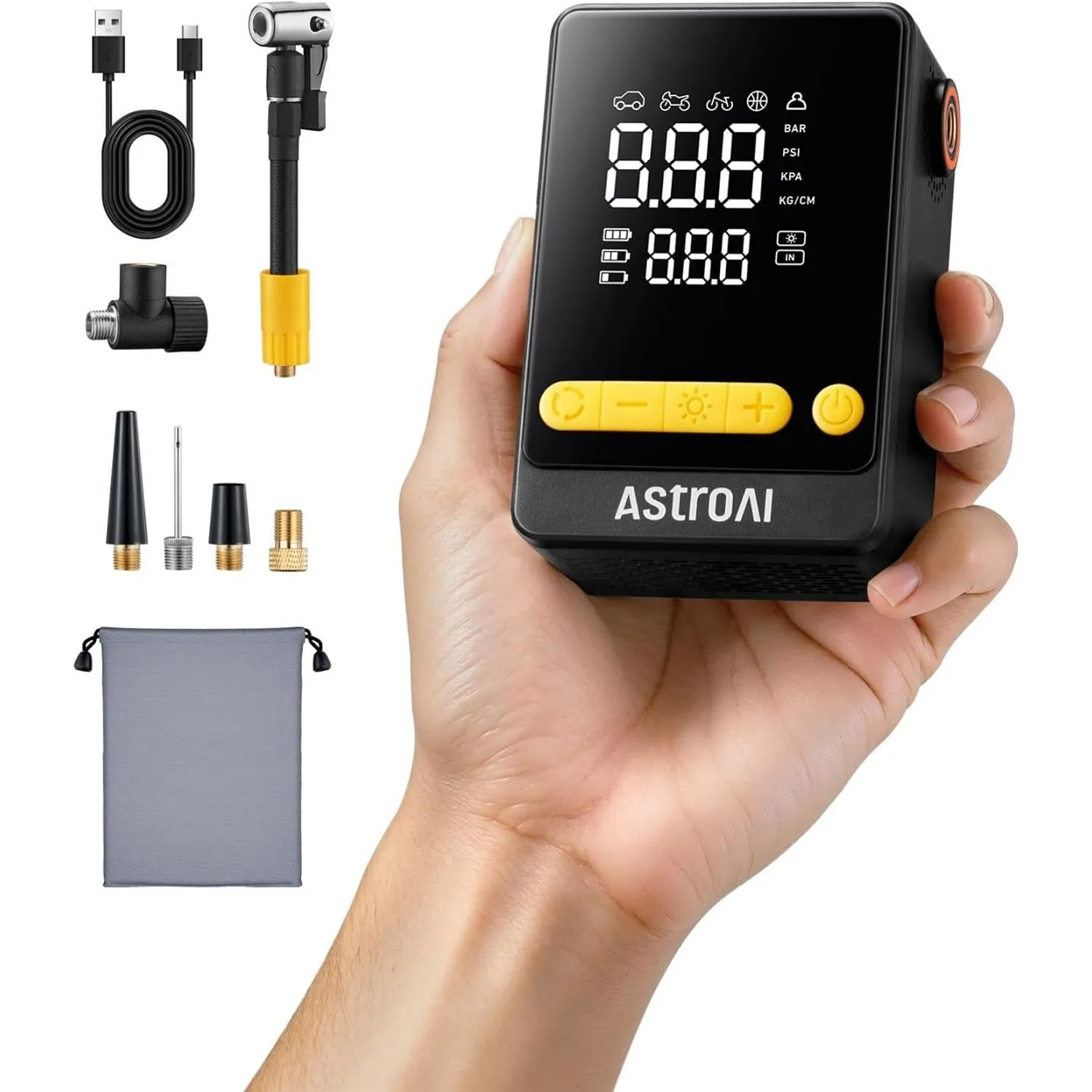 AstroAI Fahrradpumpe Elektrische Luftpumpe, 150PSI Kabellose Akku Luftpumpe