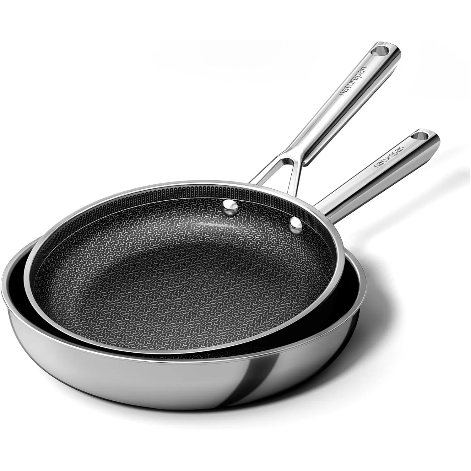 Edelstahlpfanne Pfannenset 2-teilig 24+28cm, DiamondTitan-Keramikbeschichtung, Antihaft Wabenpfanne, Pfanne induktion, …
