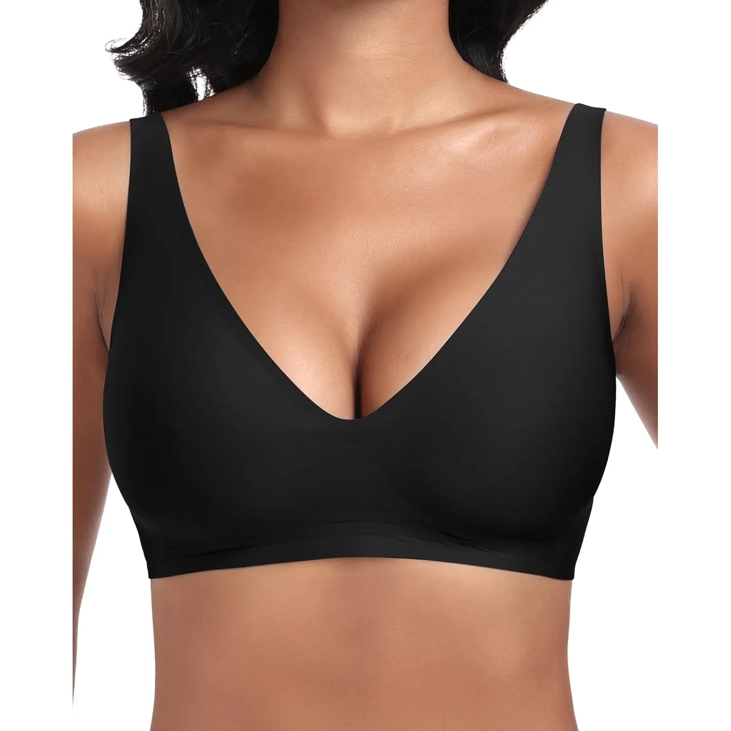 Jiuday Tiefer V Push Up BH Damen ohne Bügel Bequemer Jelly BH für Große Brüste Starker Halt Seamless Soft Bra Bügellose…