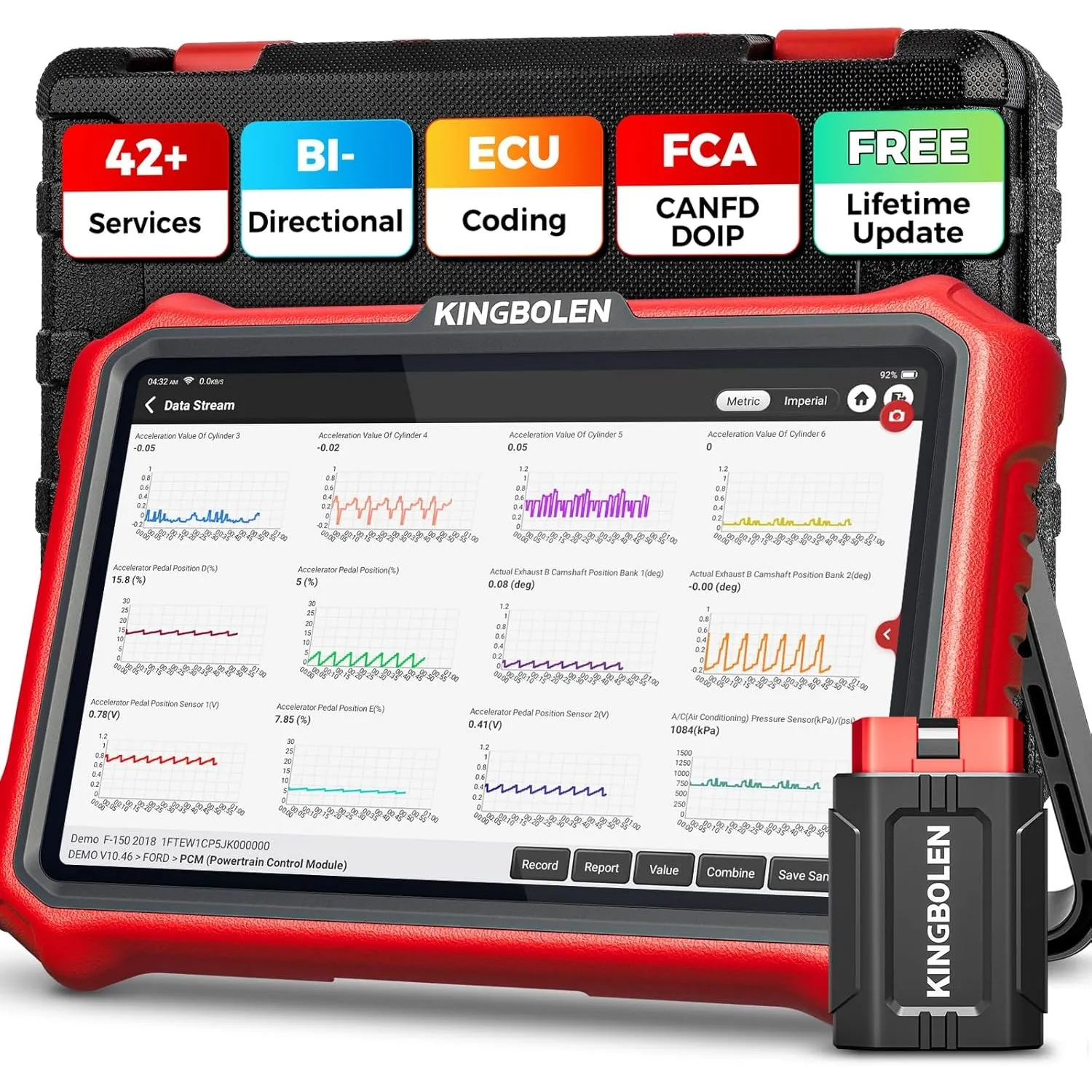KINGBOLEN K8 PRO Obd2 Diagnosegerät Bluetooth,Alles System Diagnosegerät Auto mit Bi-Direktionale,42+ Dienst Zurücksetz…