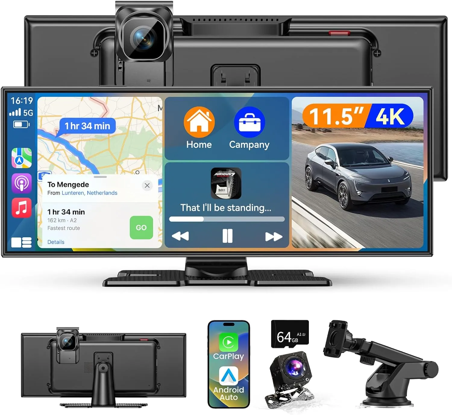11.5 Zoll Carplay Display Android Auto Display,Car Play IPS Touch Screen Kabelloses Carplay Android Auto Bildschirm mit…