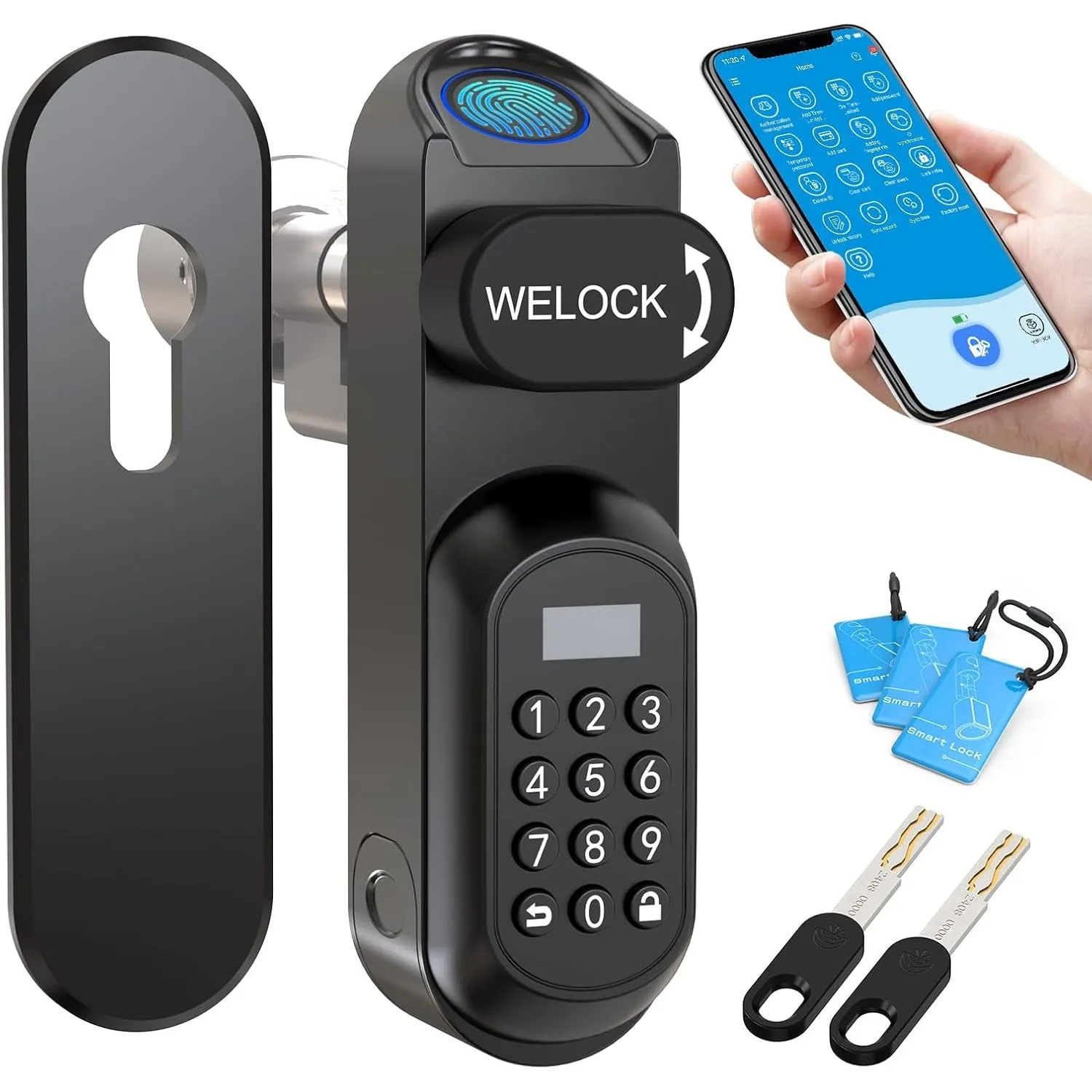 WELOCK U81 Smartes Türschloss Ultra Fingerabdruck 50-95mm EU-Profiltür