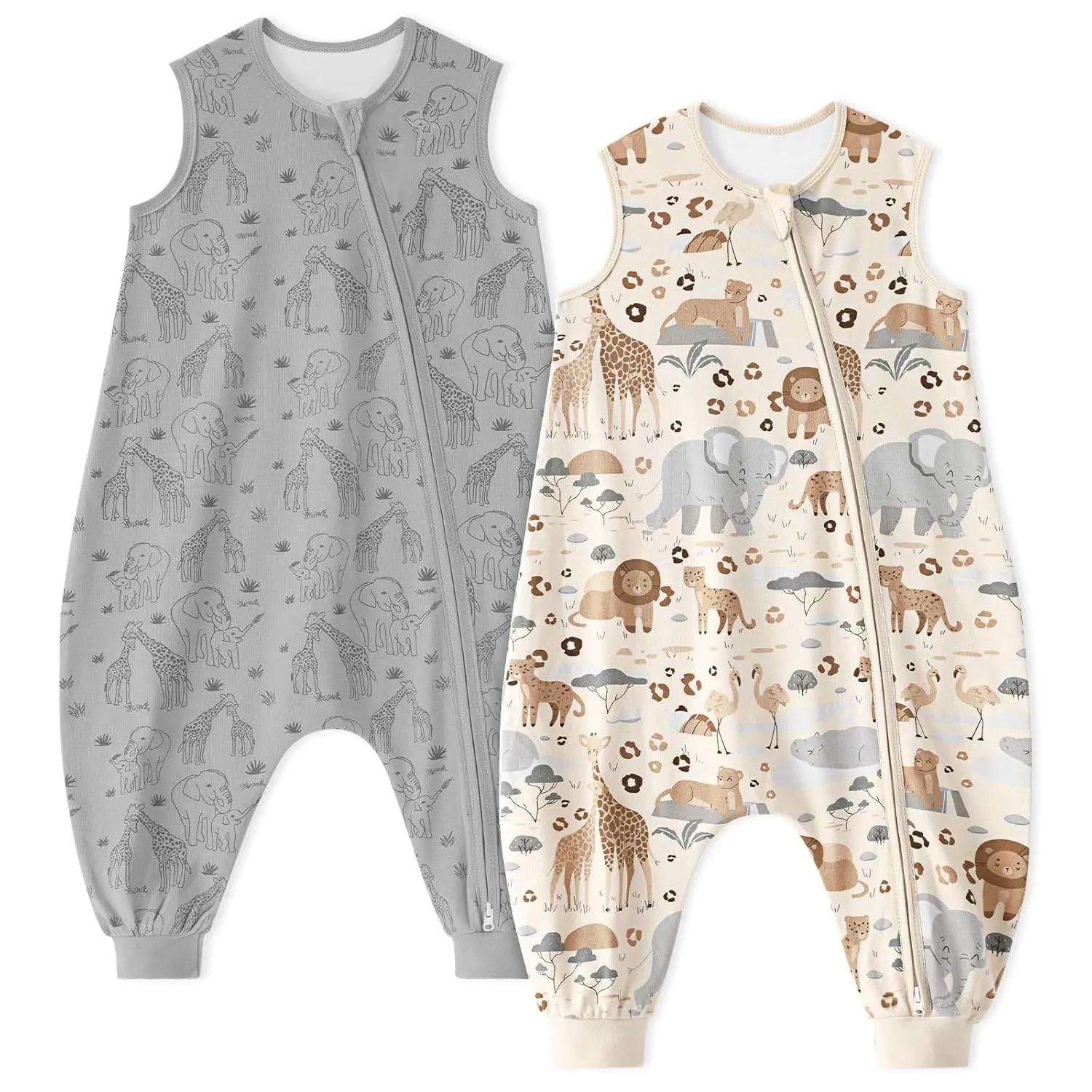 Unnivoll Baby Schlafsack mit Füßen 1,0 Tog Schlafsack Baby Sommer 2er Pack Baumwolle Schlafsack mit Beinen Babyschlafsa…