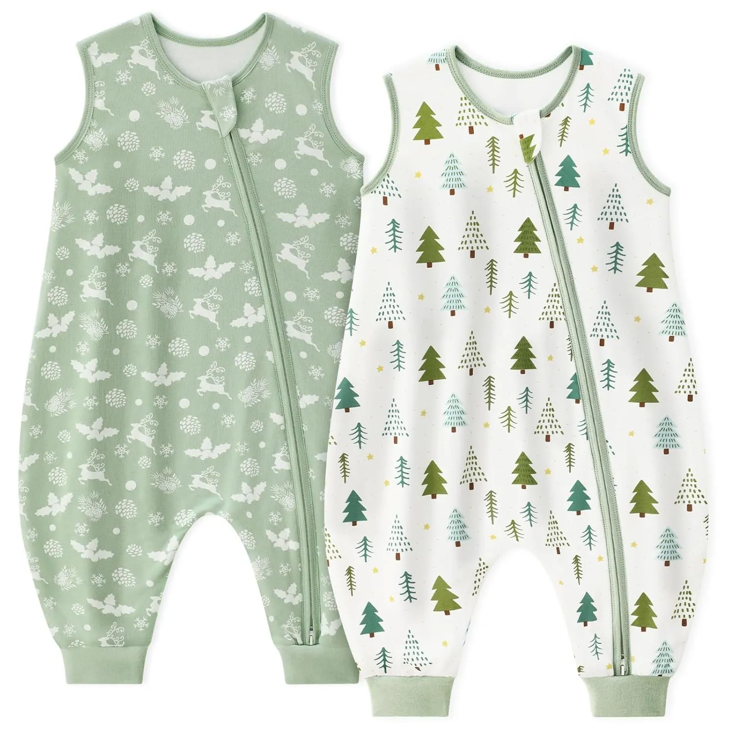 Unnivoll Baby Schlafsack mit Füßen 1,0 Tog Schlafsack Baby Sommer 2er Pack Baumwolle Schlafsack mit Beinen Babyschlafsa…