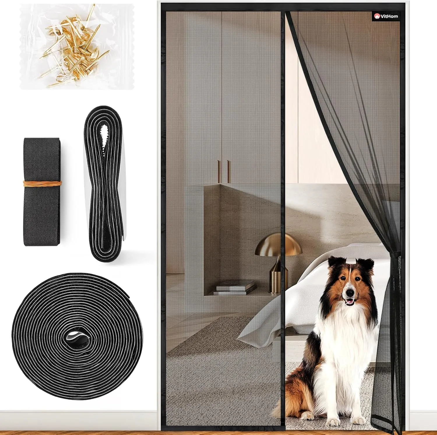 Flame Retardant Fly Screen Balcony Door Magnetic Fibreglass Material 90 x 215 cm Stronger Magnets Fly Screen Door, Fly …