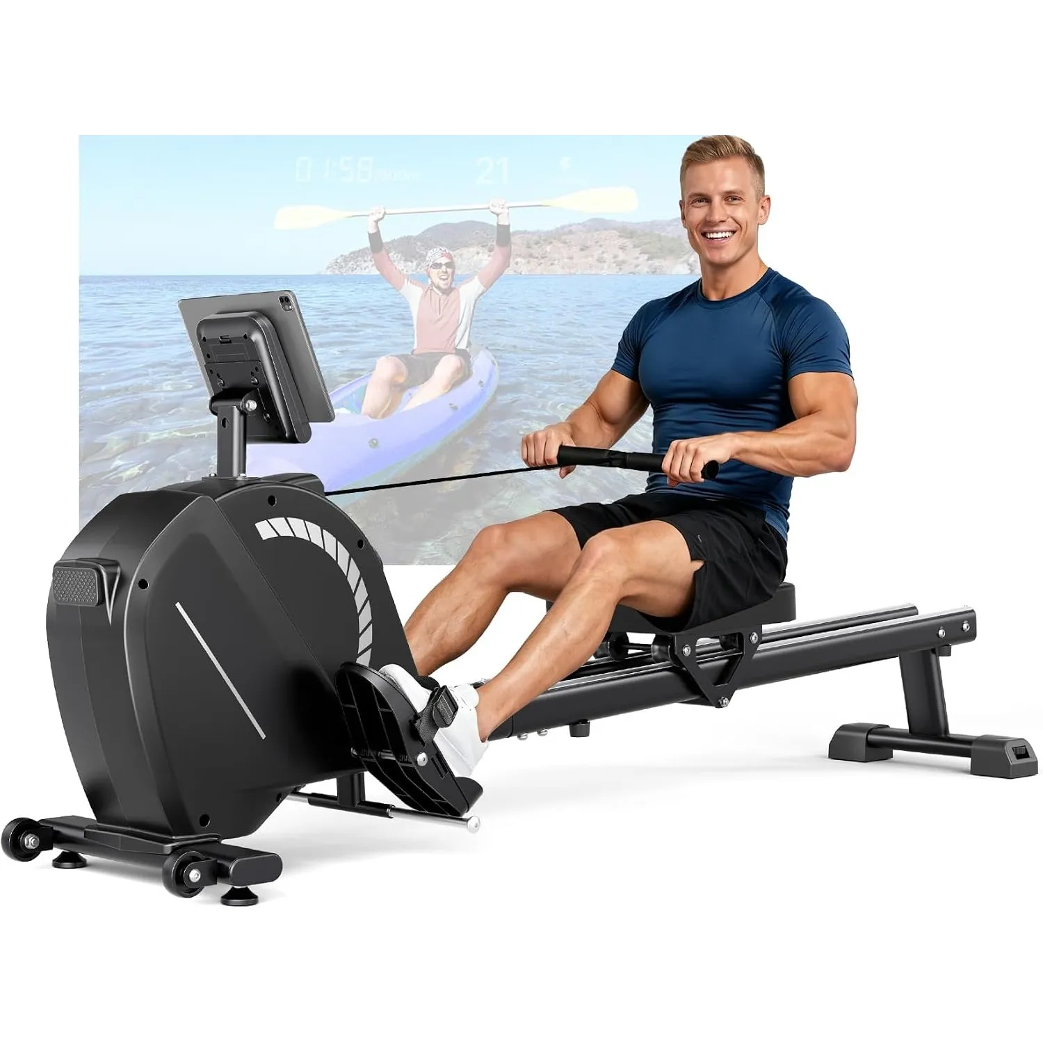 Dripex 16-Stufen Magnetisches Rudergerät 130kg Bluetooth LCD Heimtrainer