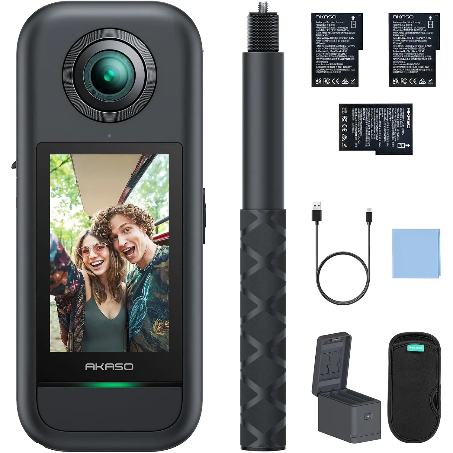 AKASO 360° Action Cam Creator-Set - 5.7K 72MP 360 Grad Actionkamera Duale 1/2" 48MP Sensoren, 2.29'' Touchscreen, Unsic…