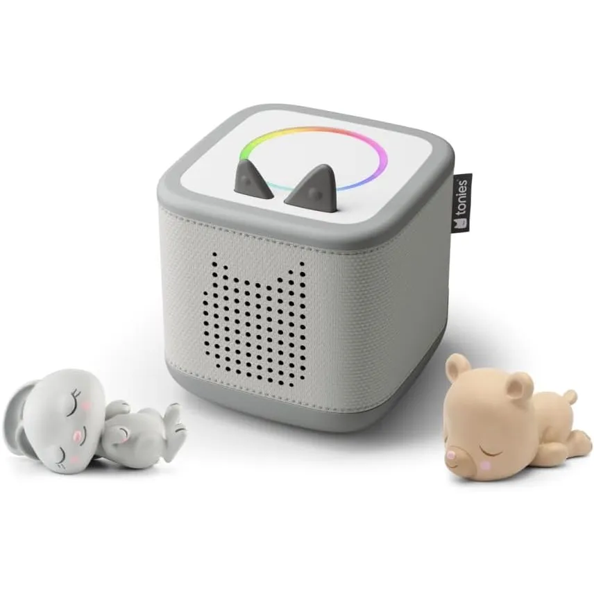 tonies Toniebox 2 Bundle Incl. 2 Schlummerbande Schlummerbär und Hase, Mondgrau, Audioplayer für Hörbücher, Lieder, Ein…