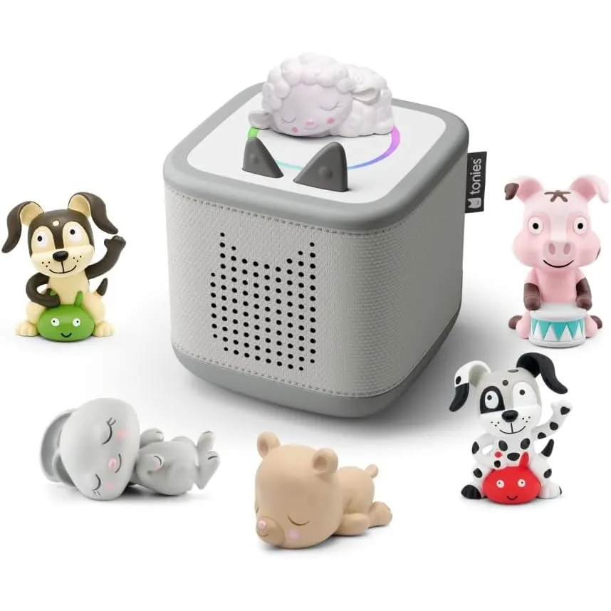 tonies Toniebox 2 Bundle Incl. 6 Schlummerbande und Lieblings-Kinderlieder, Mondgrau, Audioplayer für Hörbücher, Lieder…