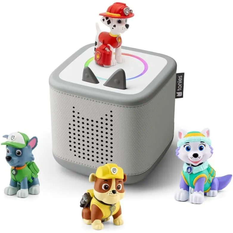 tonies Toniebox 2 Bundle Incl. 4 Paw Patrol Rubble, Rocky, Marshall, Everest, Mondgrau, Audioplayer für Hörbücher, Lied…