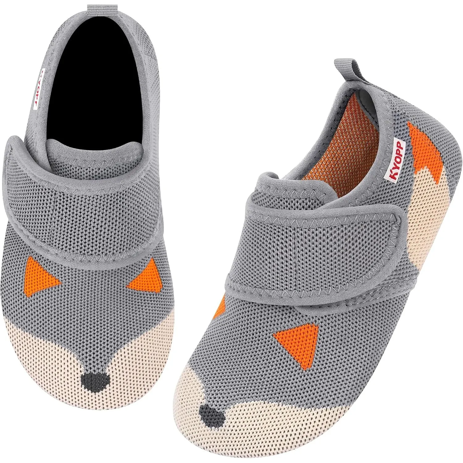 Kyopp Hausschuhe Kinder Barfussschuhe Klettverschluss für Jungen Mädchen | Atmungsaktiv Breite Pantoffeln, Rutschfest K…