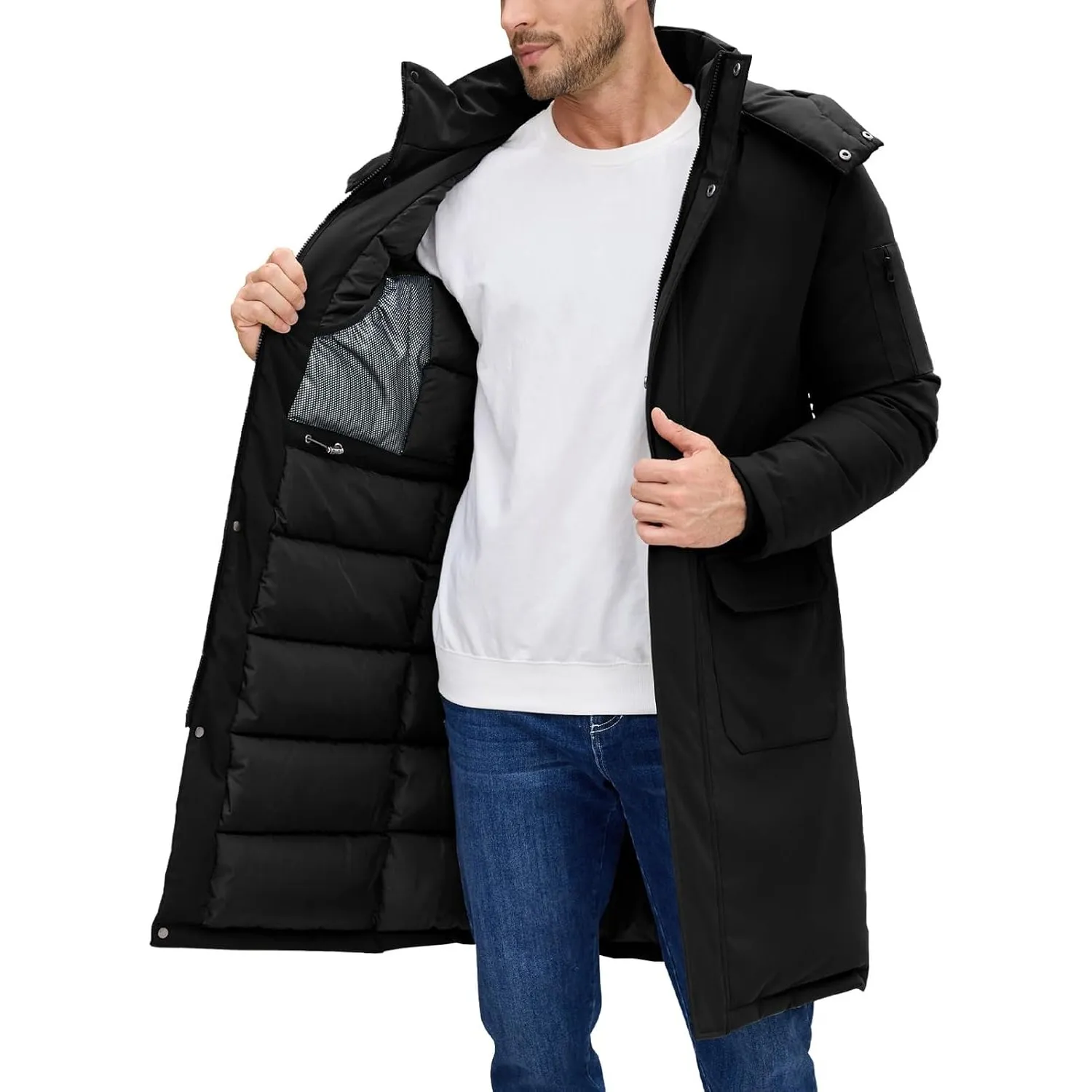 TOMEEK Winterjacke Herren Lang Warm Winterparka Herren Winddicht Steppmantel Outdoor Steppjacke mit Kapuze Daunenjacke …