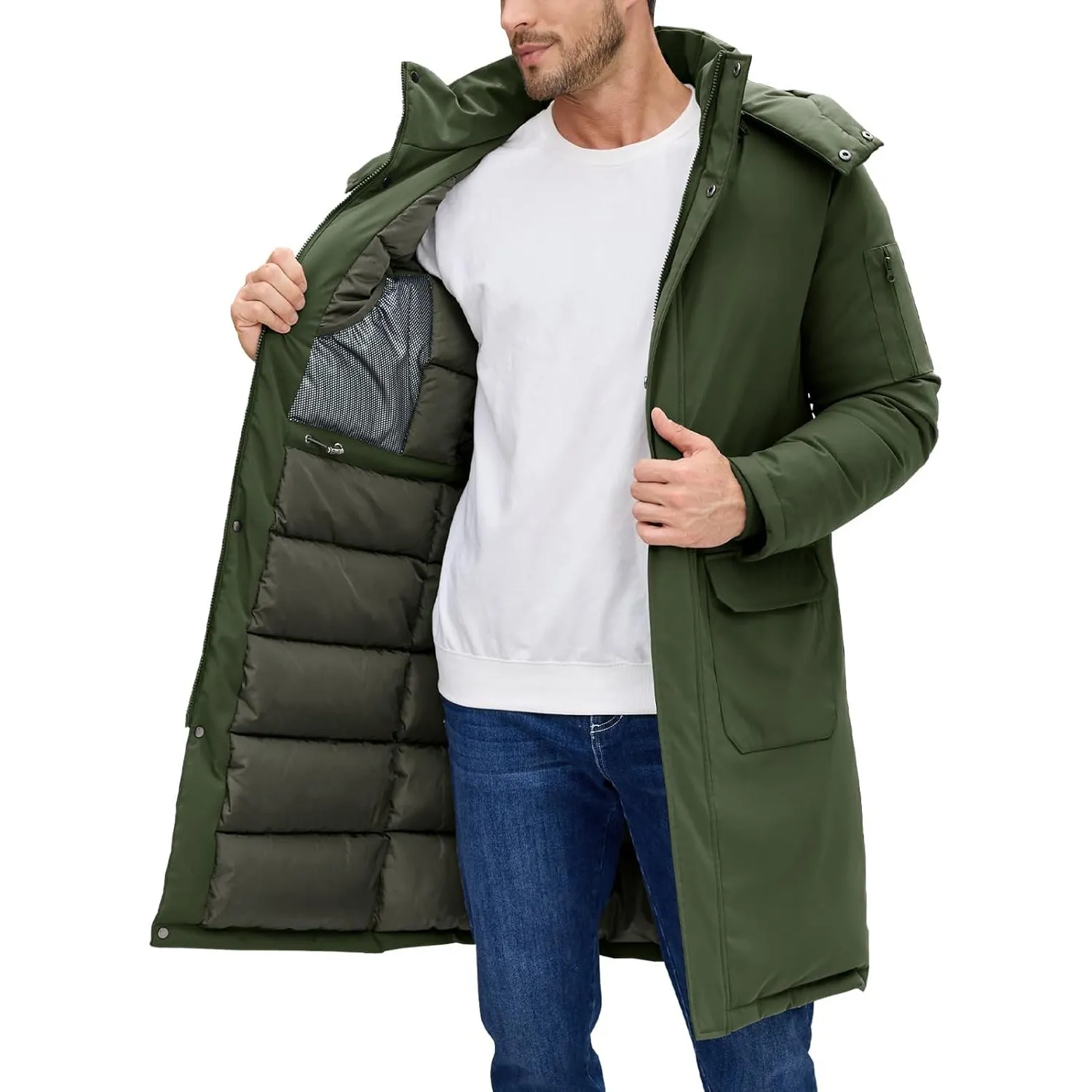 TOMEEK Winterjacke Herren Lang Warm Winterparka Herren Winddicht Steppmantel Outdoor Steppjacke mit Kapuze Daunenjacke …