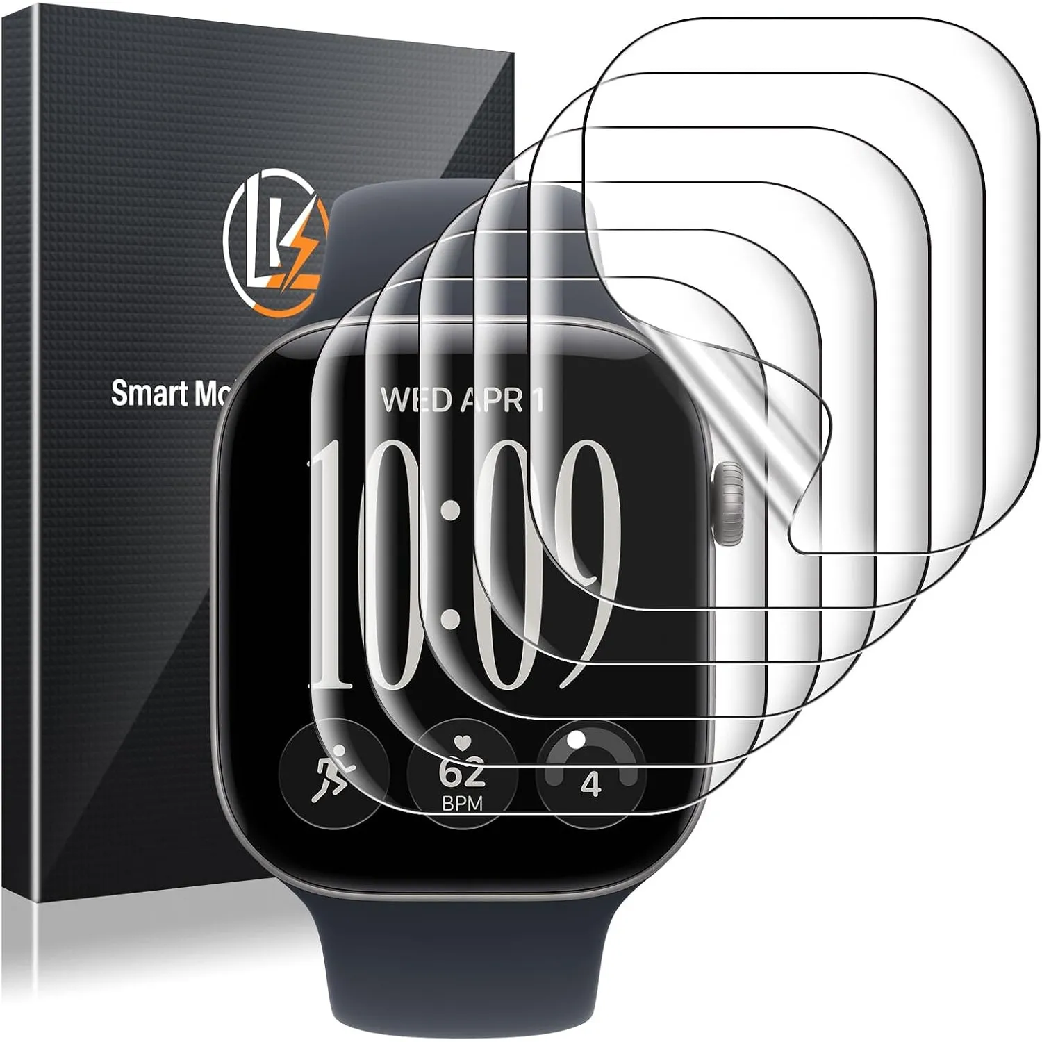LK 8 Stück Schutzfolie für Apple Watch Series 12/11/10 46mm Displayschutz
