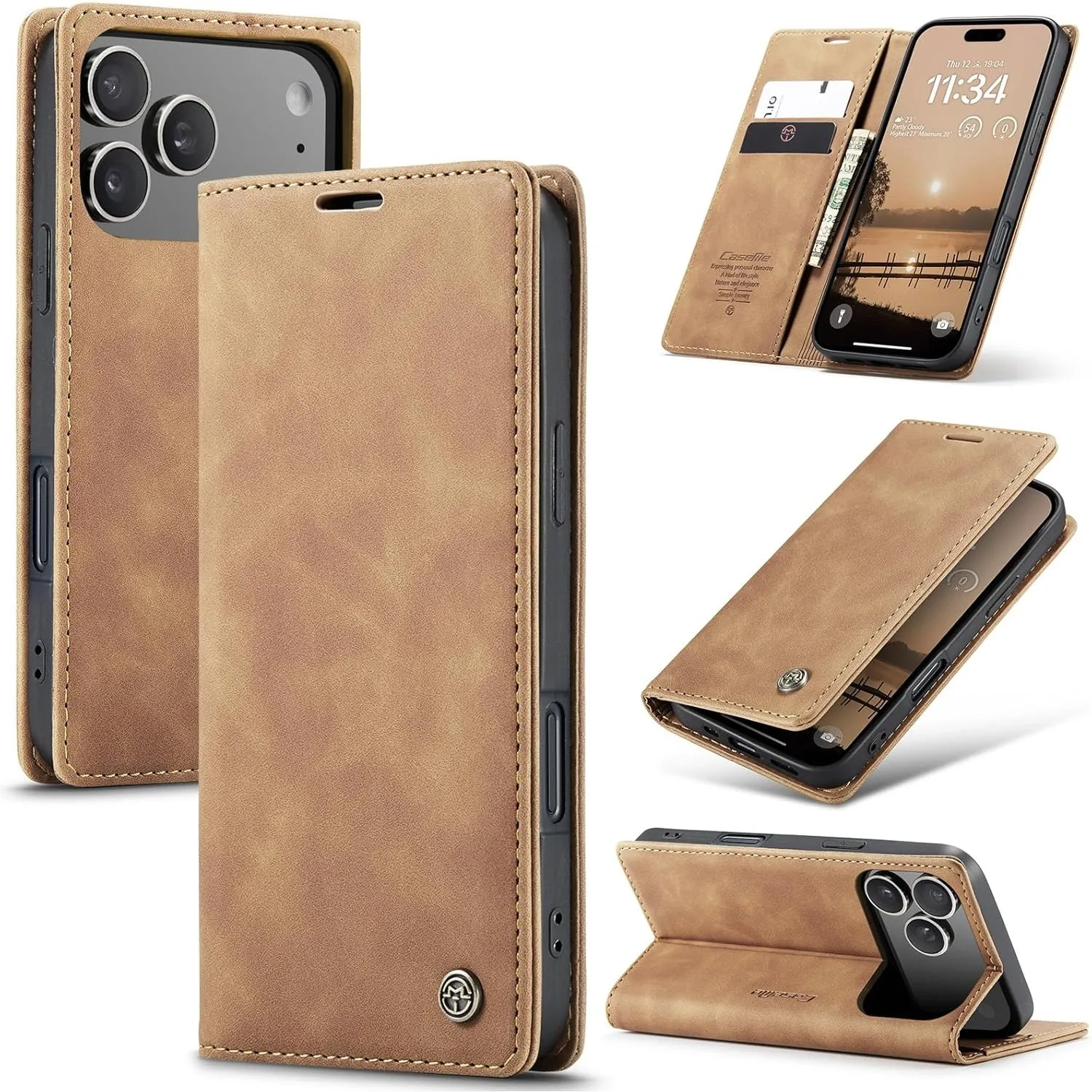 Handyhülle für iPhone 17 Pro 5G Hülle Premium Lederhülle Flip Case Magnet Tascher Kartenfach Standfunktion Klapphülle S…